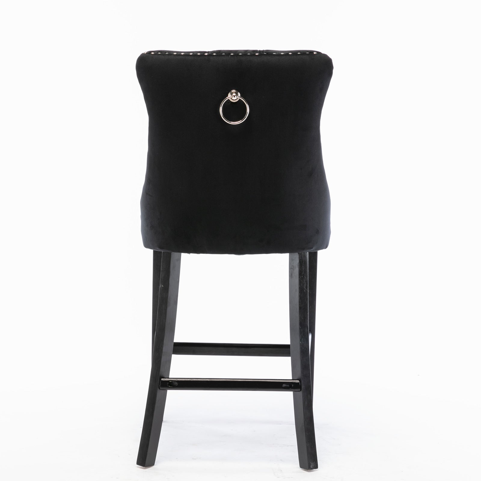 Contemporary Velvet Button Tufted Nailhead Trim Upholstered Barstools, Set of 2
