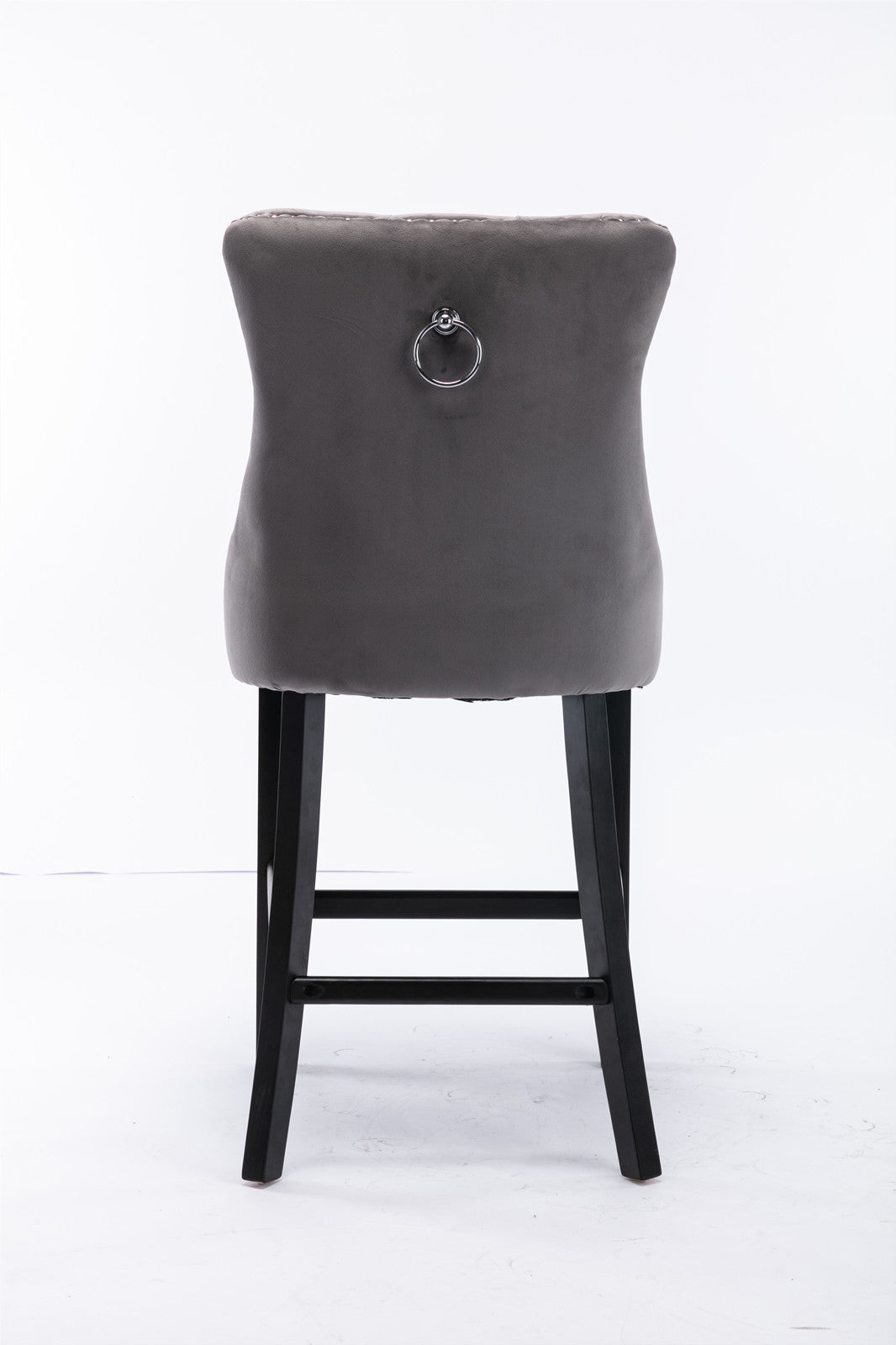Contemporary Velvet Button Tufted Nailhead Trim Upholstered Barstools, Set of 2