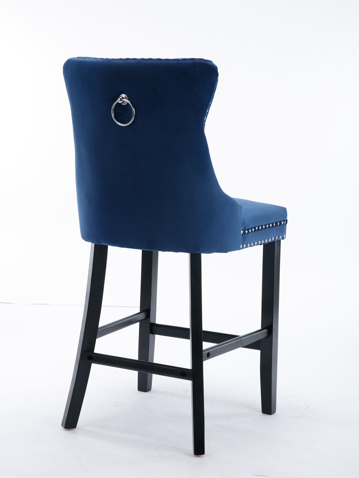 Contemporary Velvet Button Tufted Nailhead Trim Upholstered Barstools, Set of 2