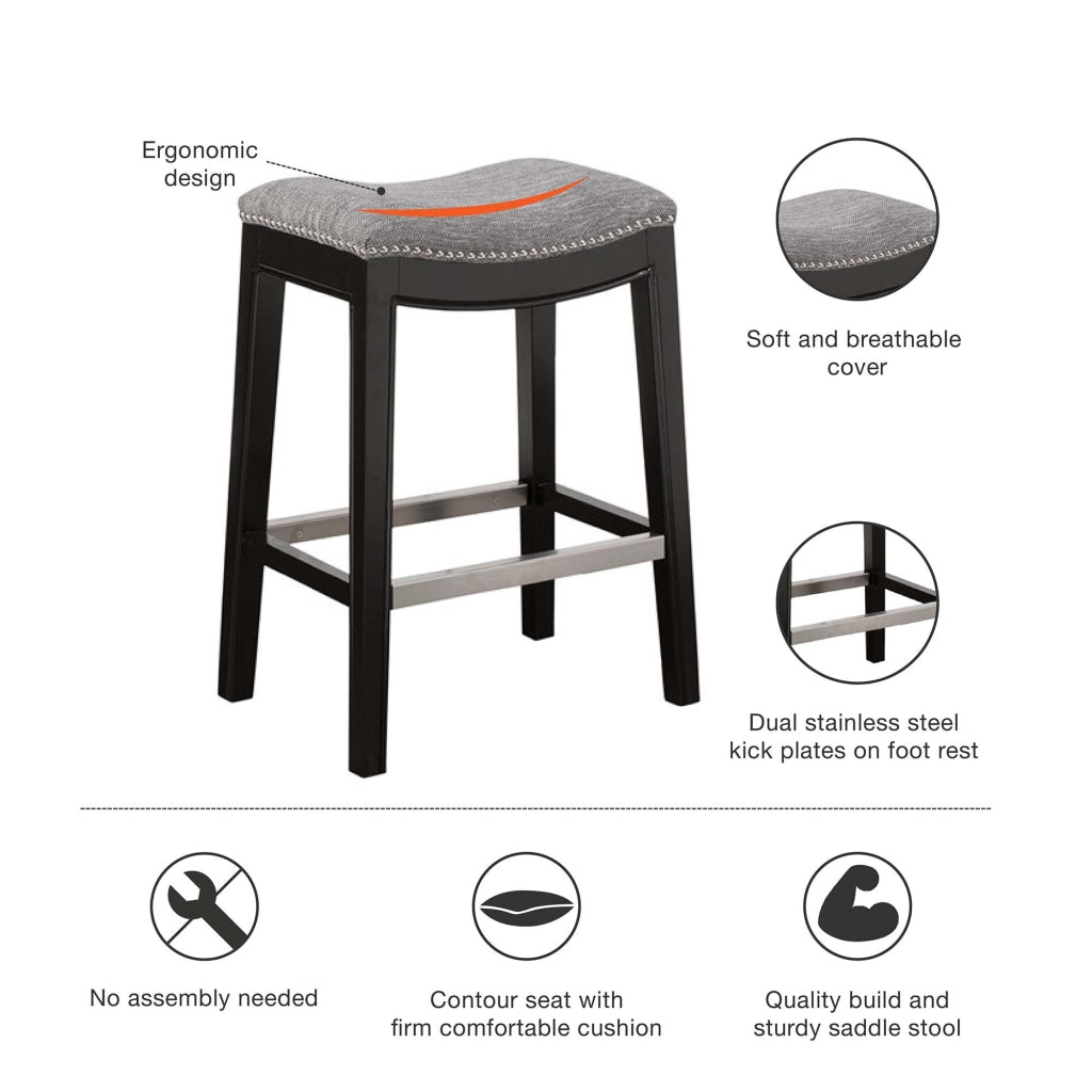 Belfast Saddle Counter Stool with Nailhead Trim
