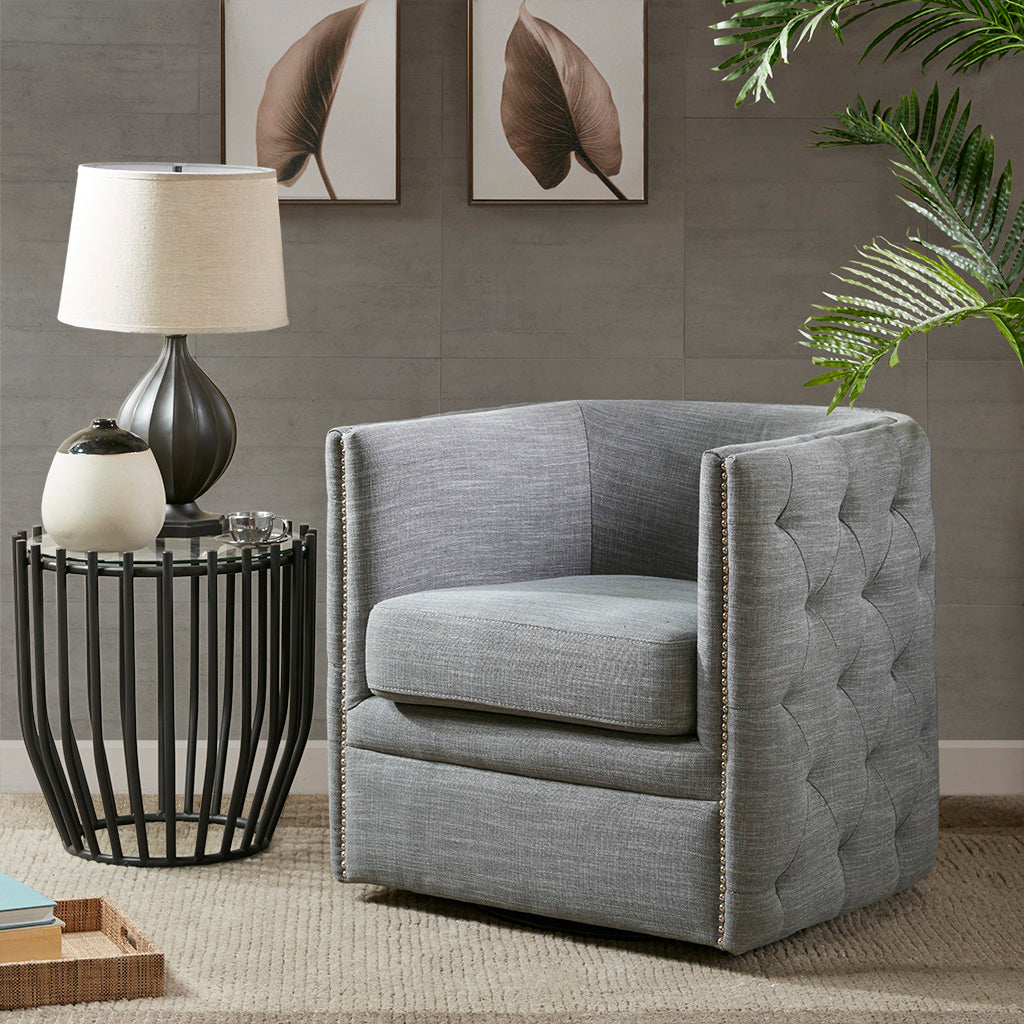 Capstone Button Tufted Swivel Club Chair