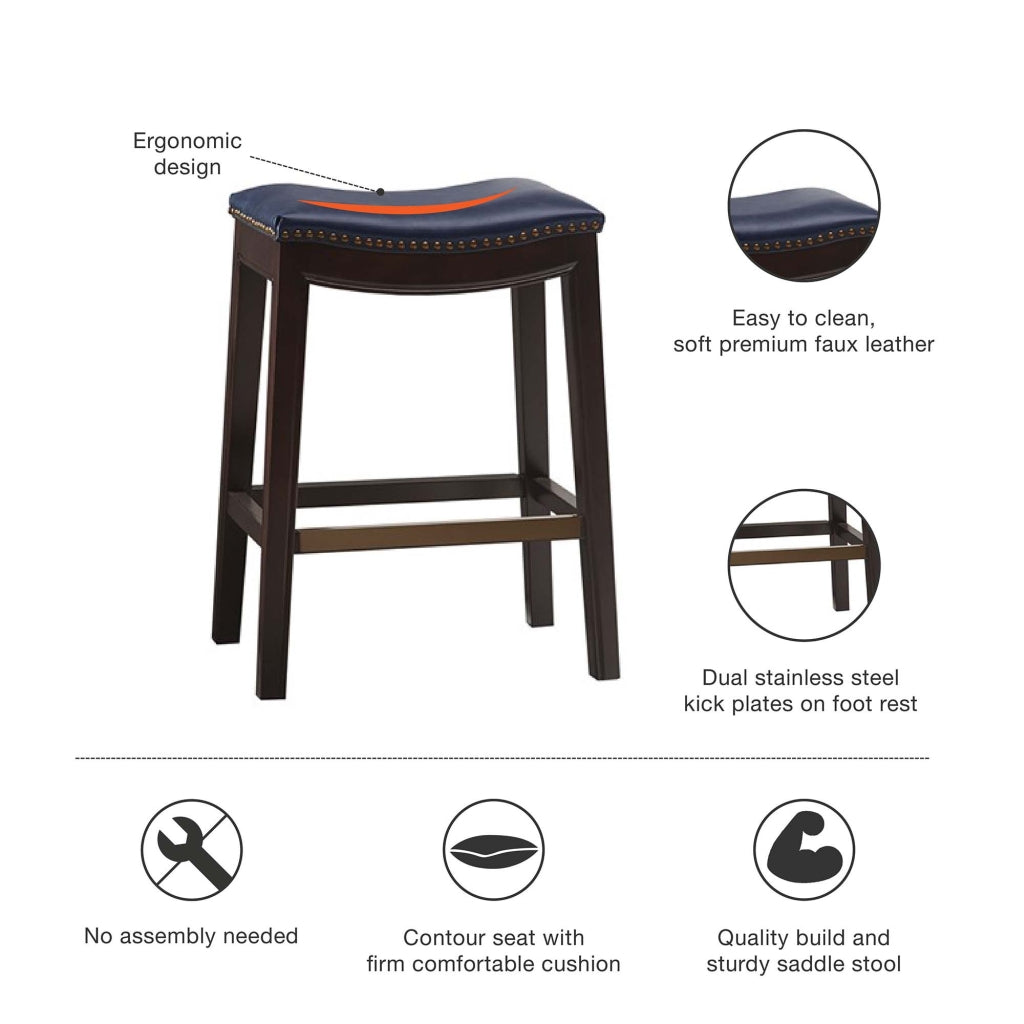 Belfast Saddle Counter Stool with Nailhead Trim