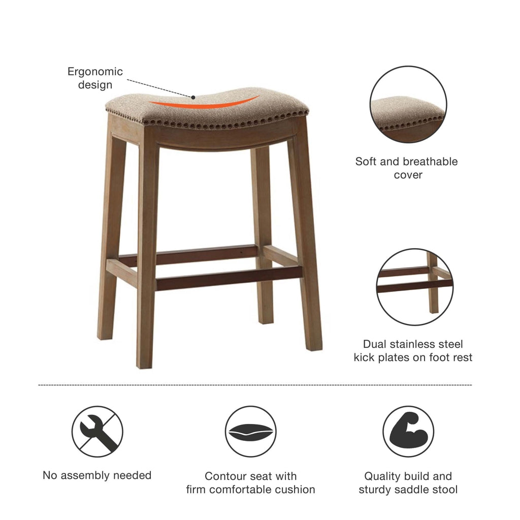 Belfast Saddle Counter Stool with Nailhead Trim