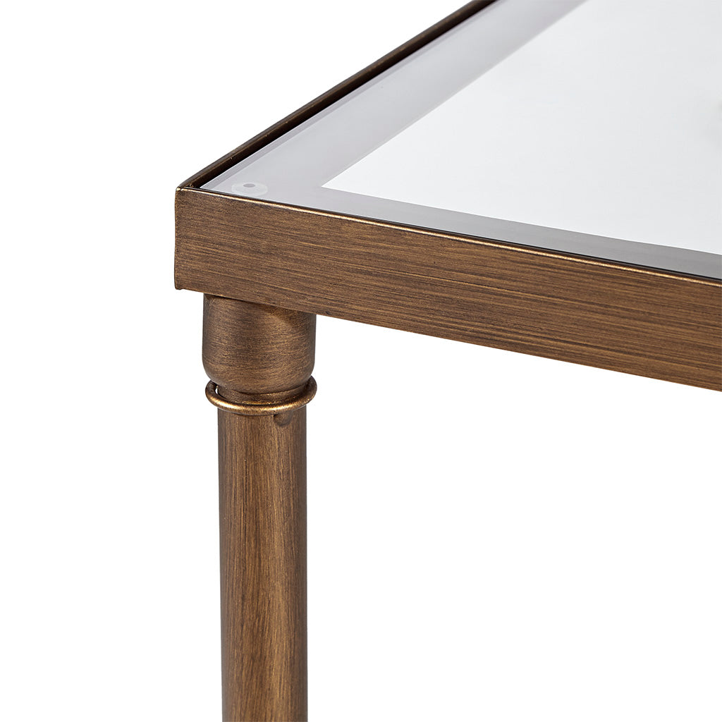 Bronze Coffee Table with Tempered Glass Top