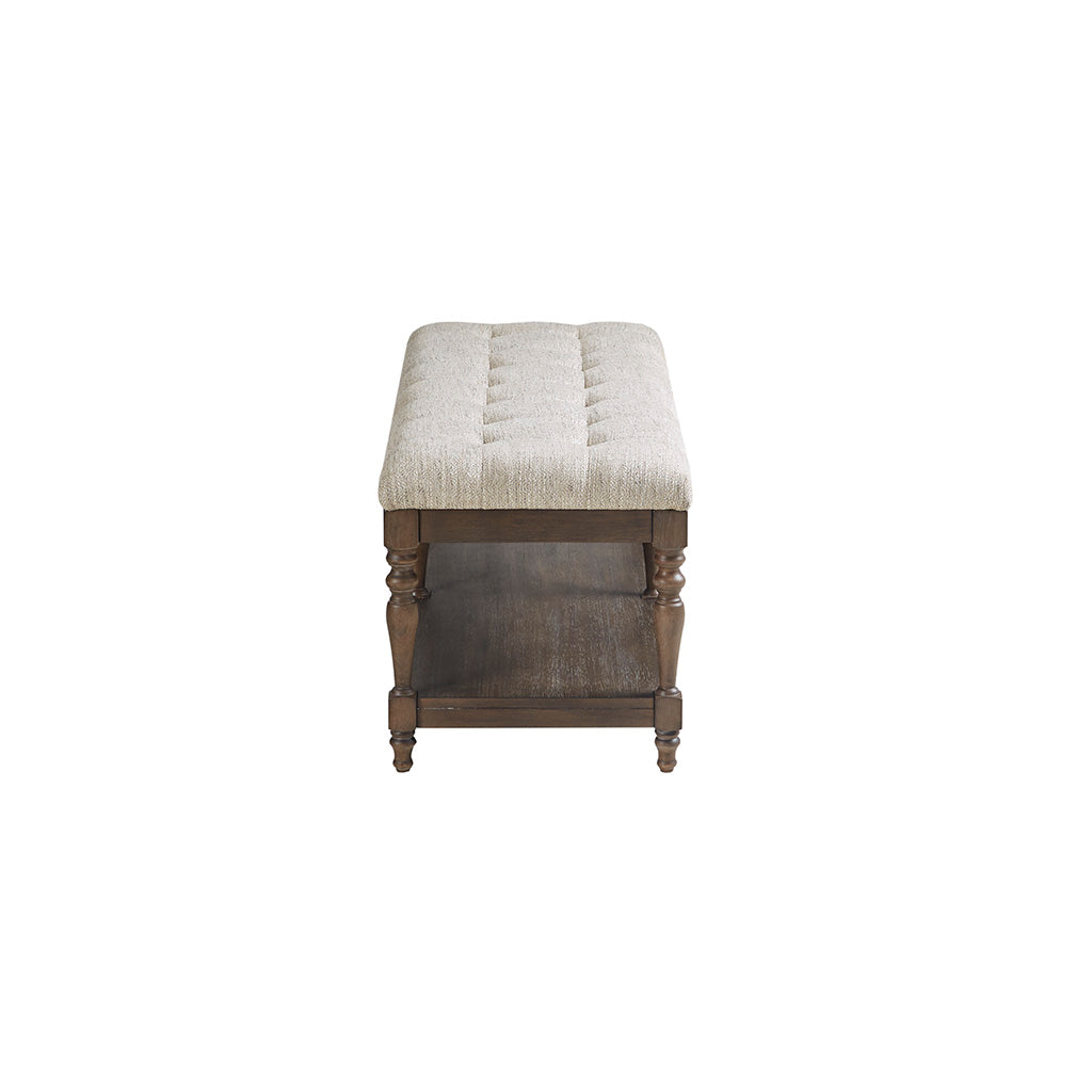 Tufted Accent Bench with Shelf - Thumbnail 4