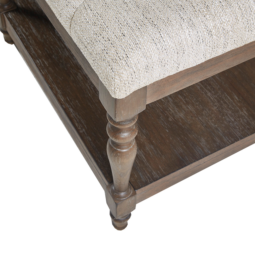 Tufted Accent Bench with Shelf - Thumbnail 5
