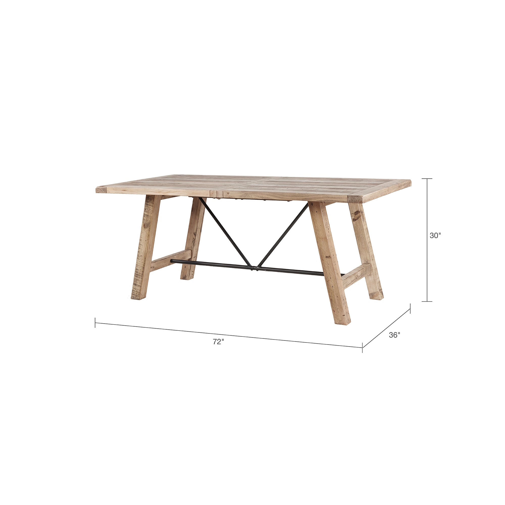 Sonoma Rustic Rectangular Dining Table with Metal Support