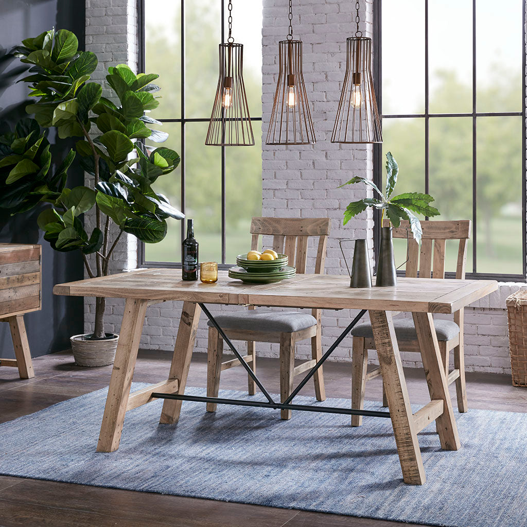 Sonoma Rustic Rectangular Dining Table with Metal Support