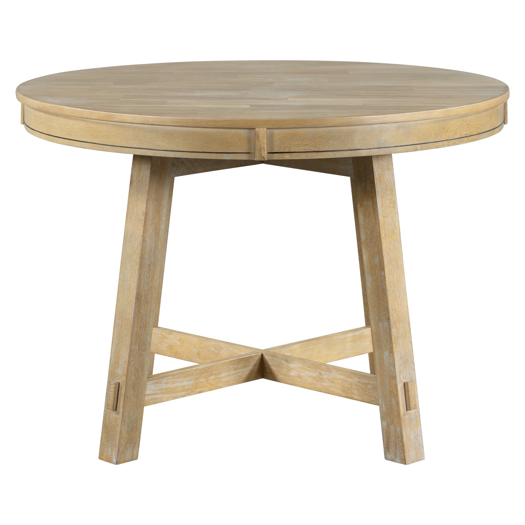 Gia Farmhouse Round Extendable Dining Table with 16" Leaf
