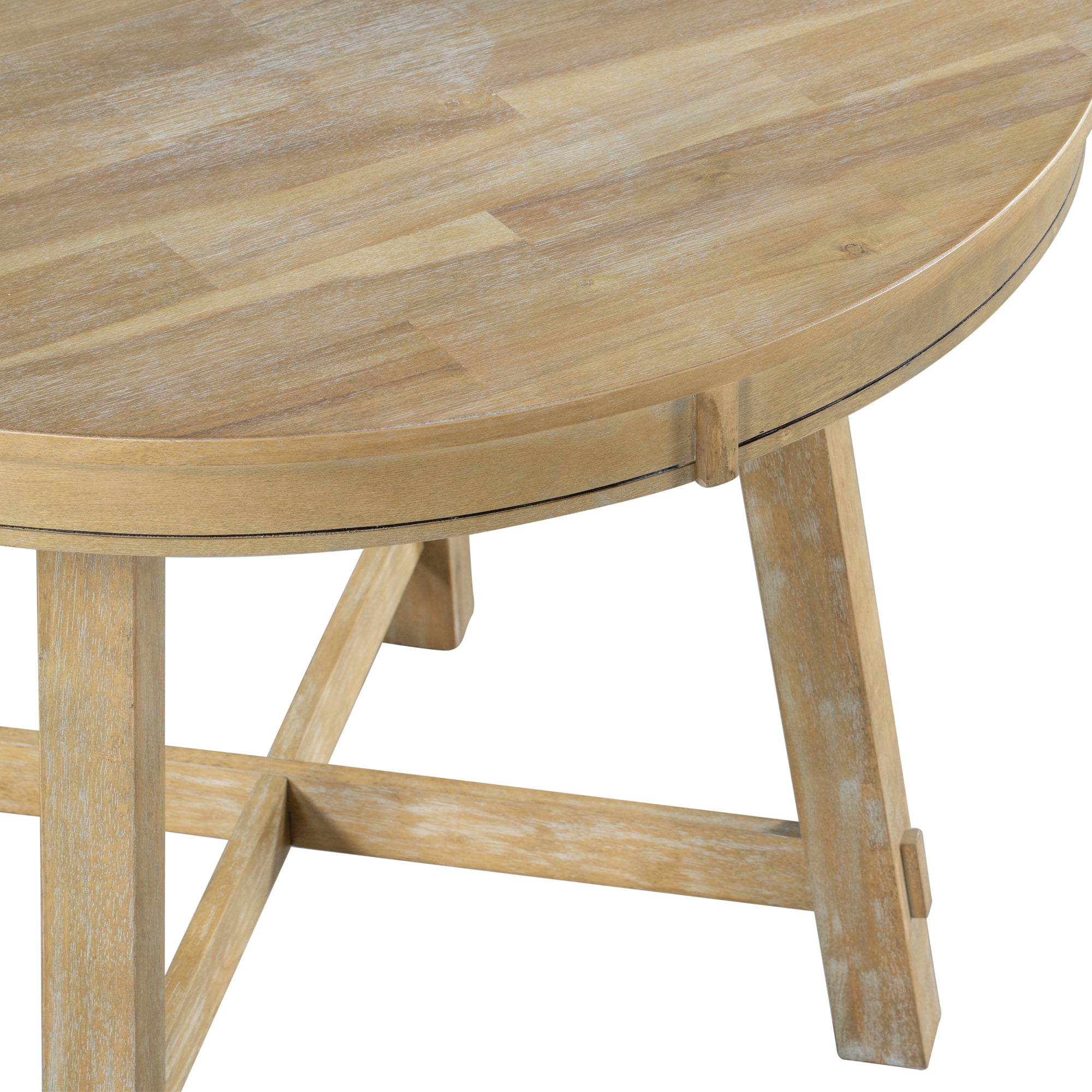 Gia Farmhouse Round Extendable Dining Table with 16" Leaf