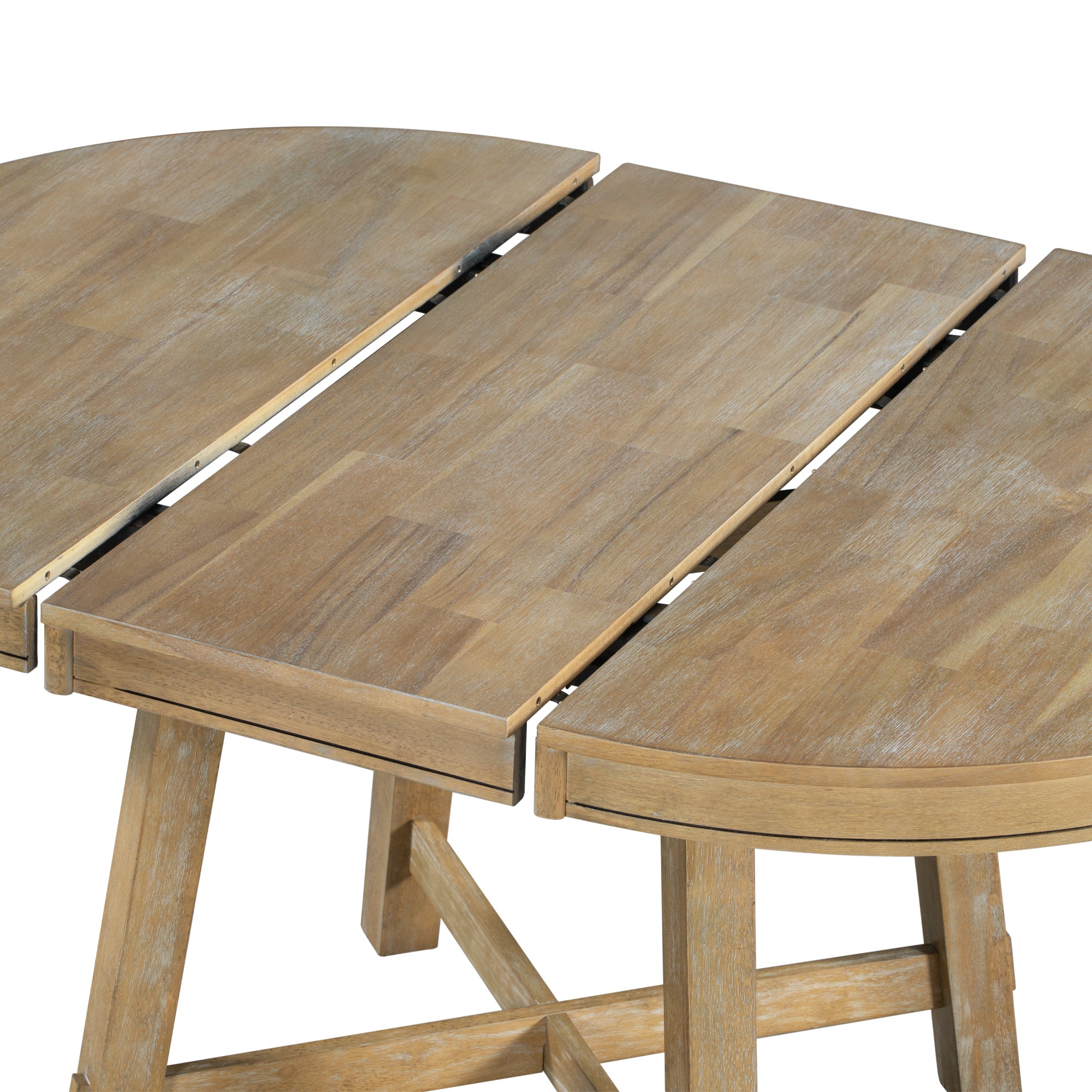 Gia Farmhouse Round Extendable Dining Table with 16" Leaf