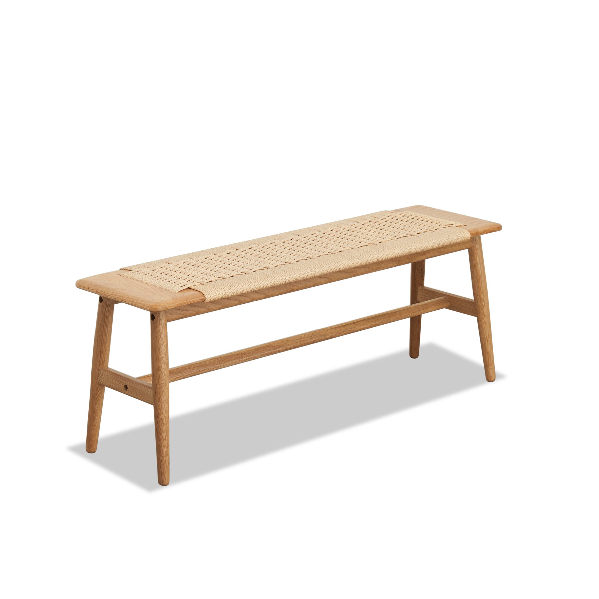 Woven Design Natural Oak Wood Bench