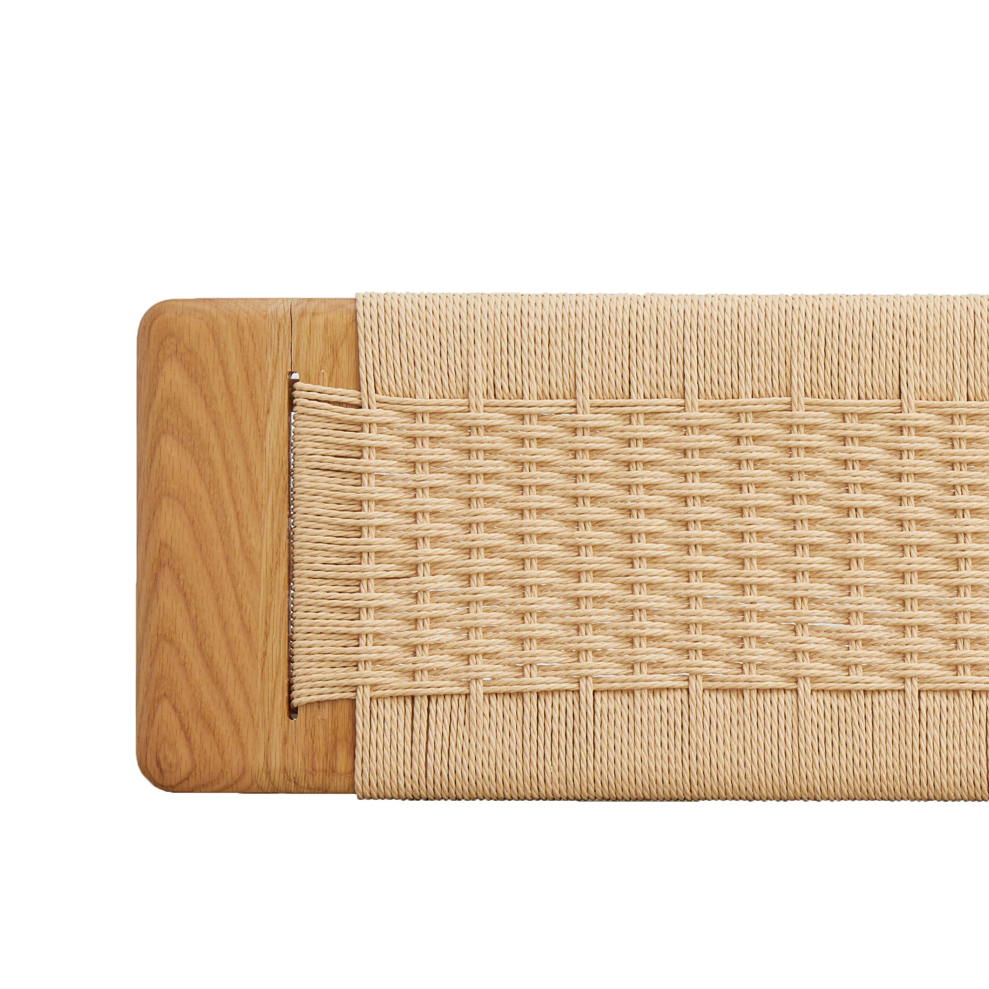 Woven Design Natural Oak Wood Dining Bench