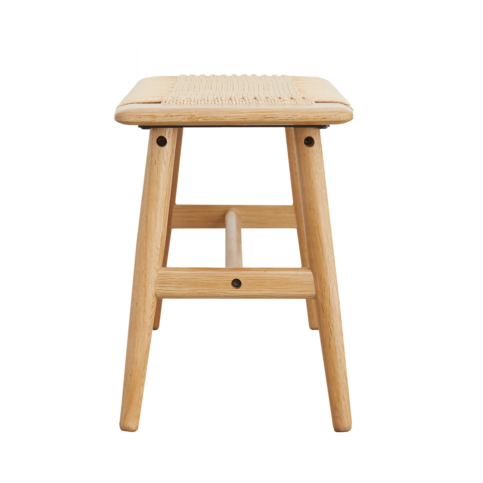 Woven Design Natural Oak Wood Dining Bench