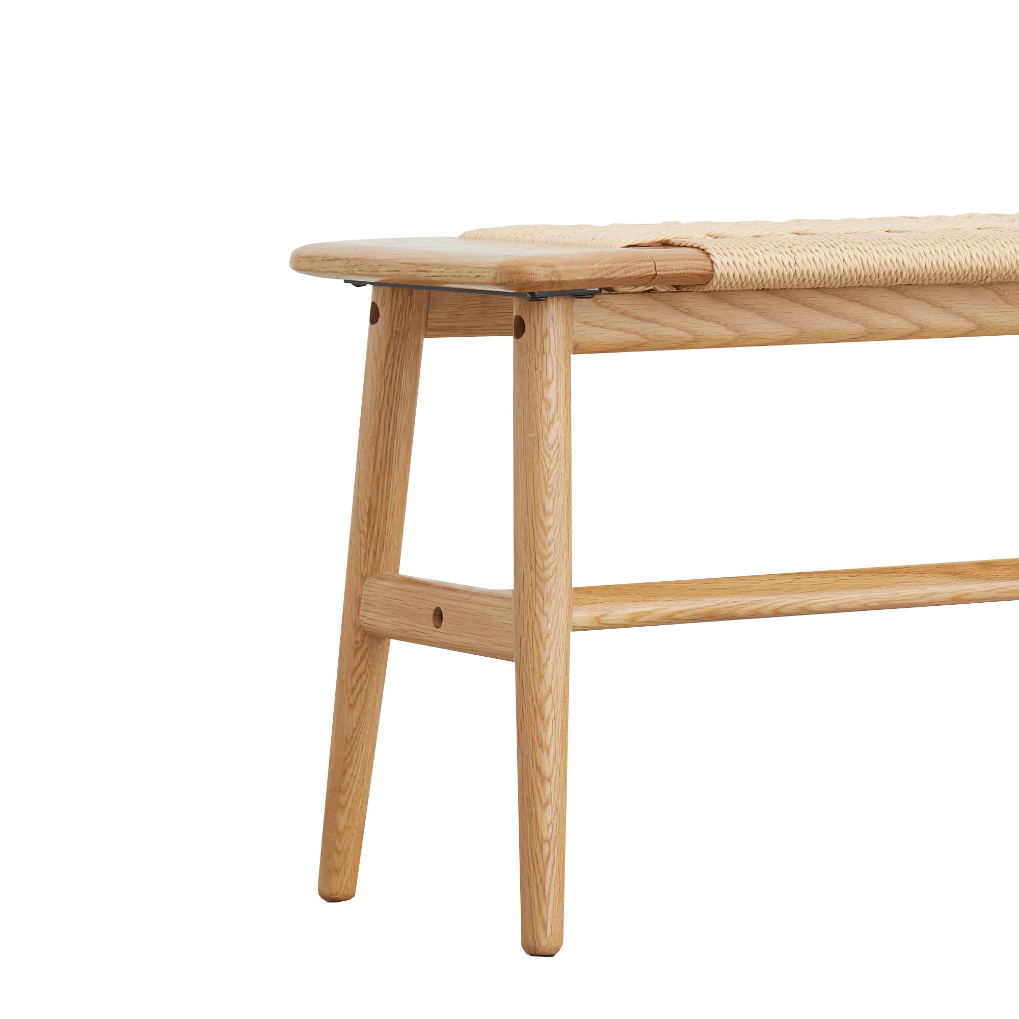 Woven Design Natural Oak Wood Bench