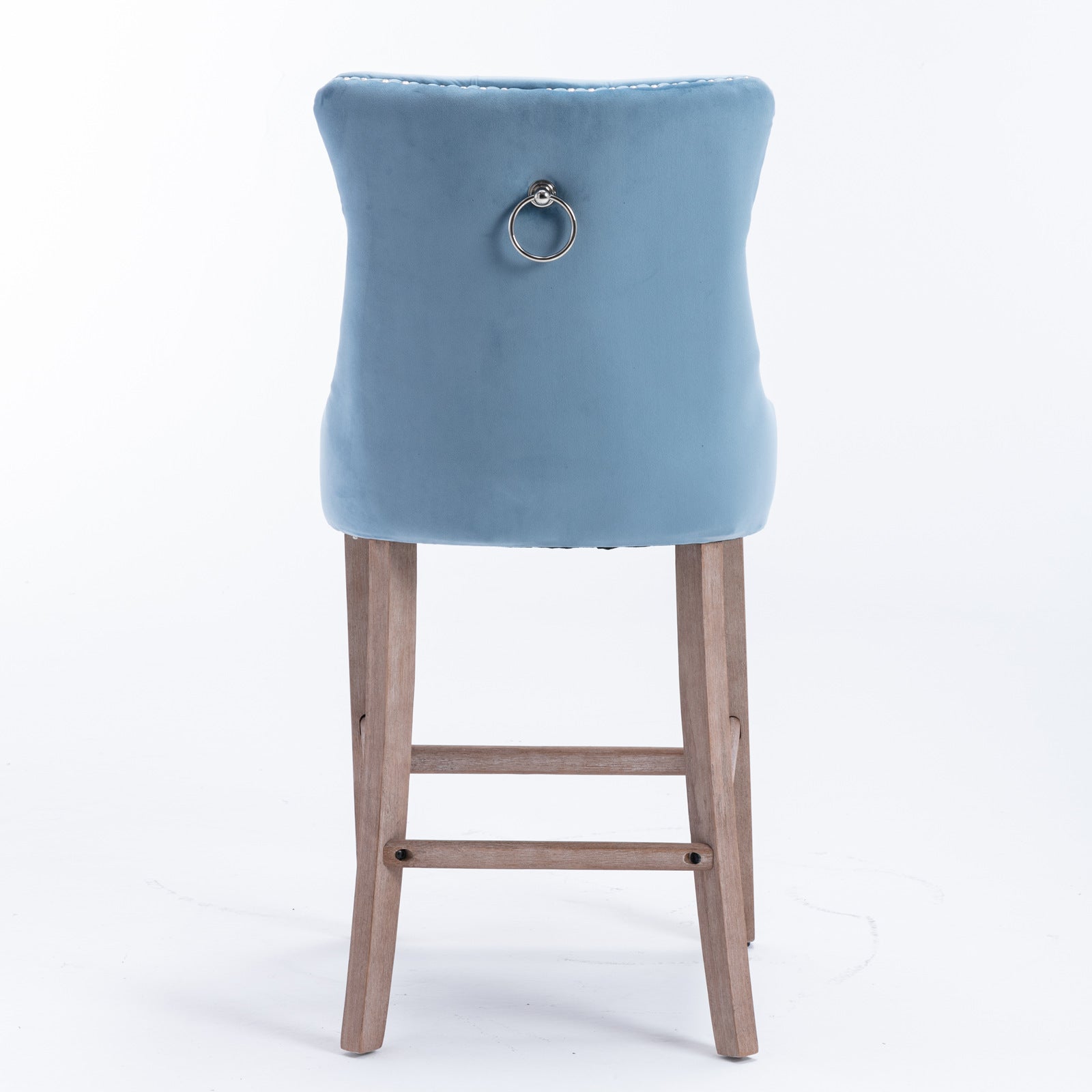Contemporary Velvet Button Tufted Nailhead Trim Upholstered Barstools, Set of 2