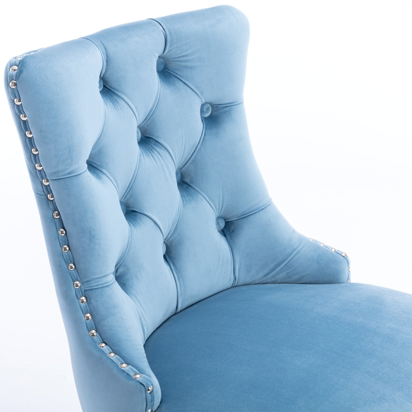 Contemporary Velvet Button Tufted Nailhead Trim Upholstered Barstools, Set of 2