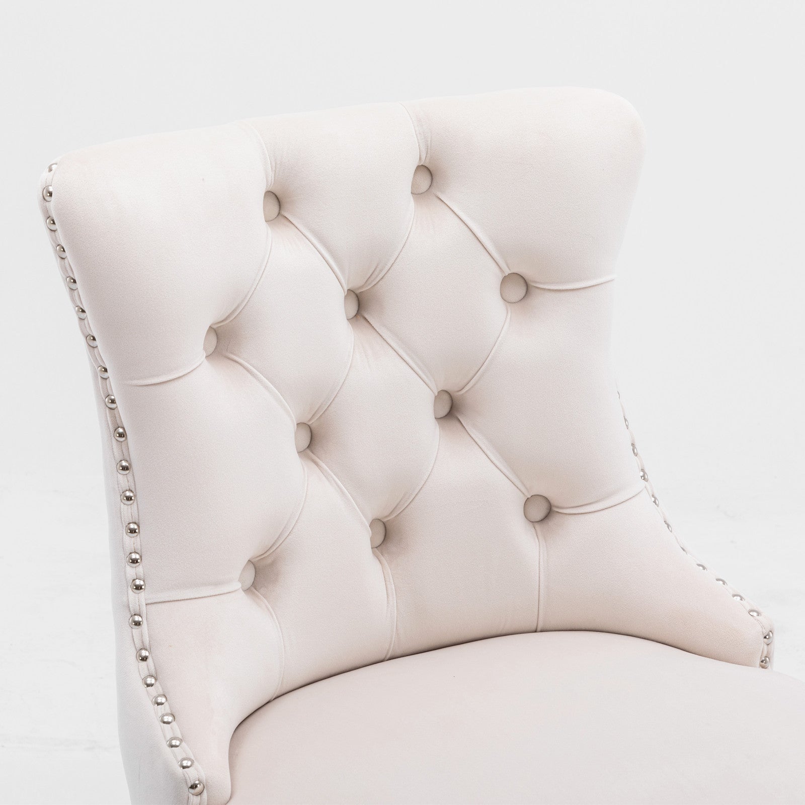 Contemporary Velvet Button Tufted Nailhead Trim Upholstered Barstools, Set of 2