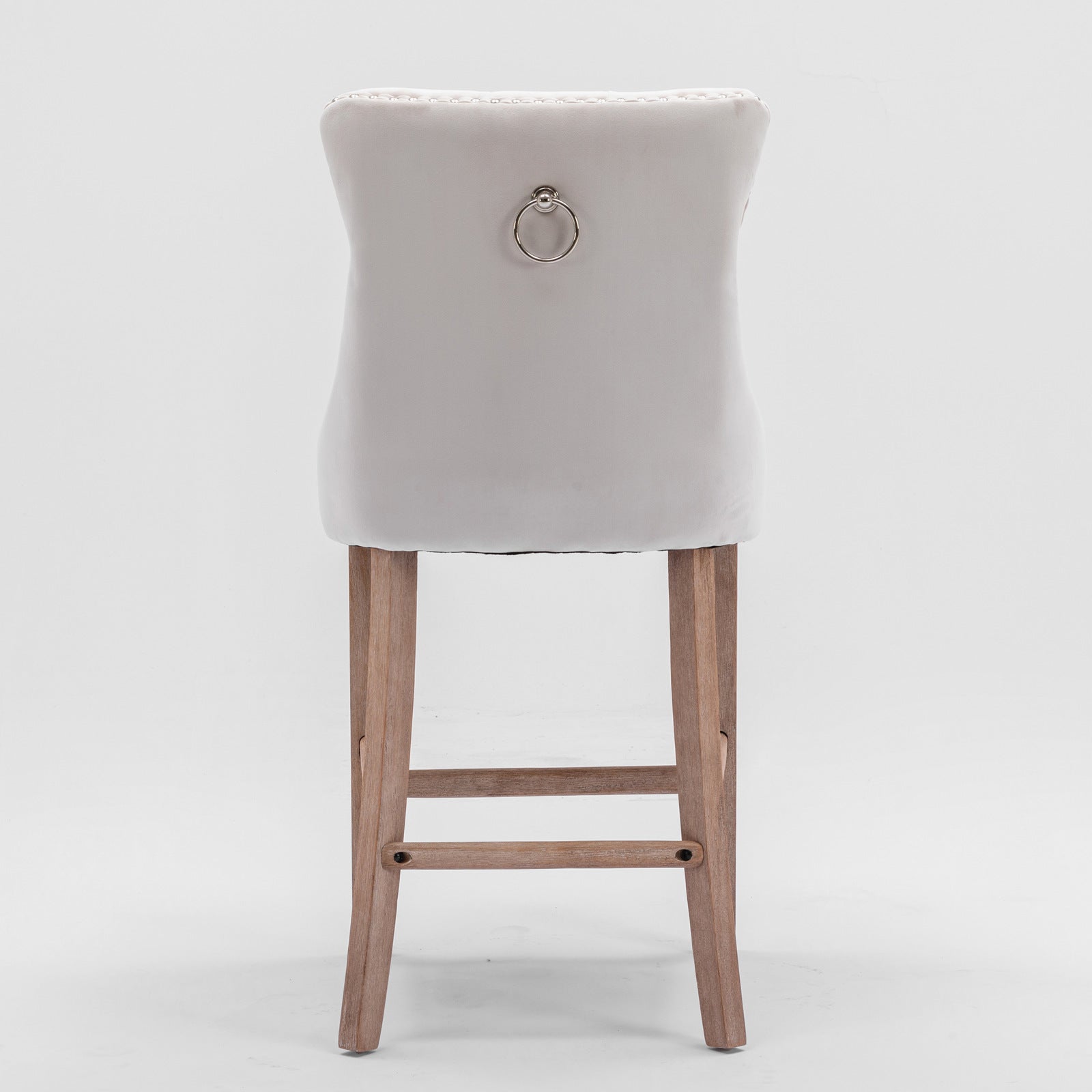 Contemporary Velvet Button Tufted Nailhead Trim Upholstered Barstools, Set of 2