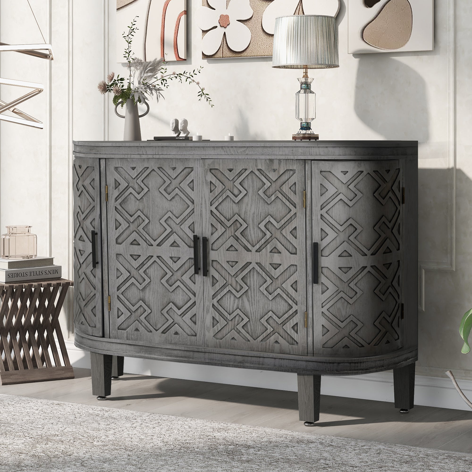 Chicago Accent Storage Cabinet with Antique Pattern Doors