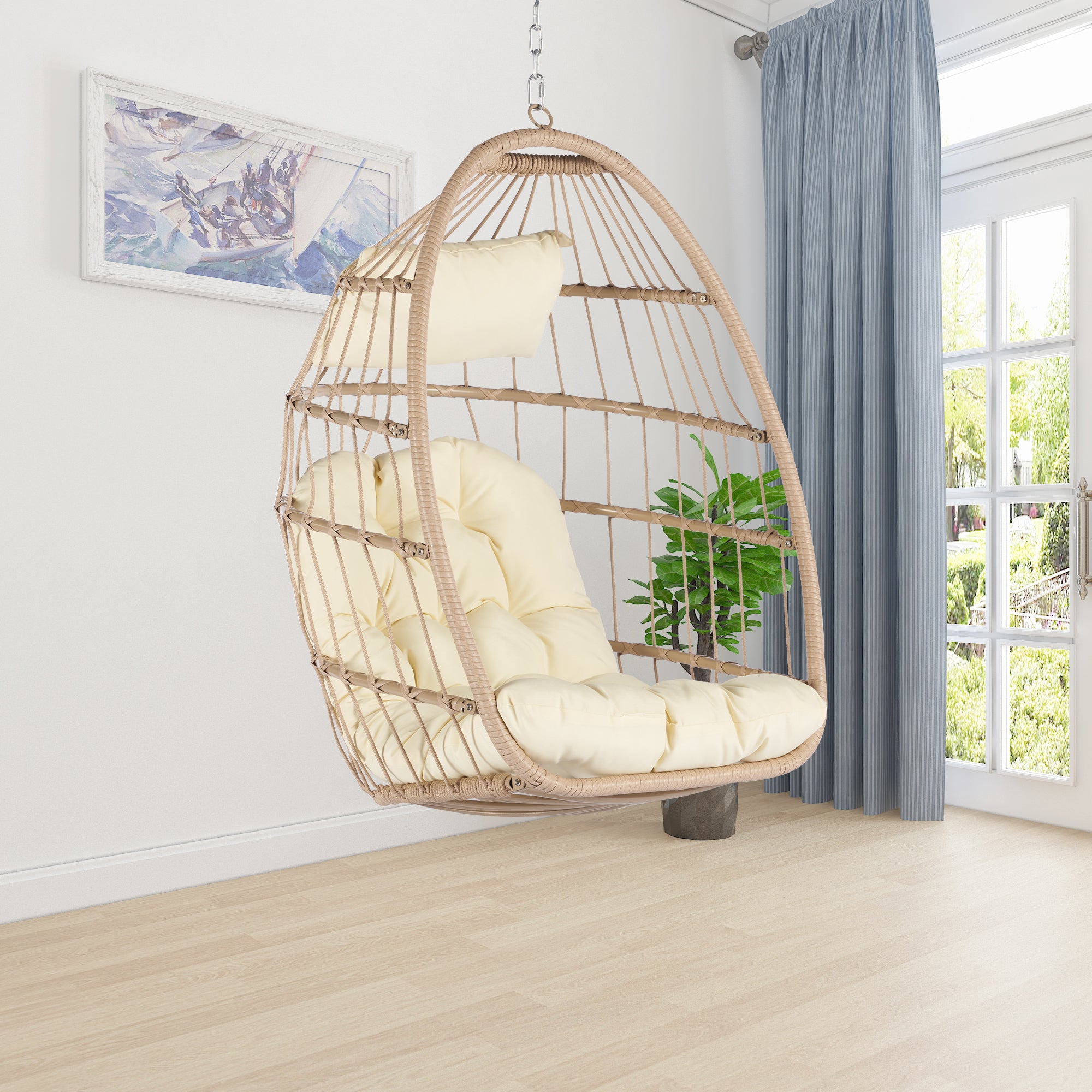 Foldable Rattan Outdoor Swing Chair