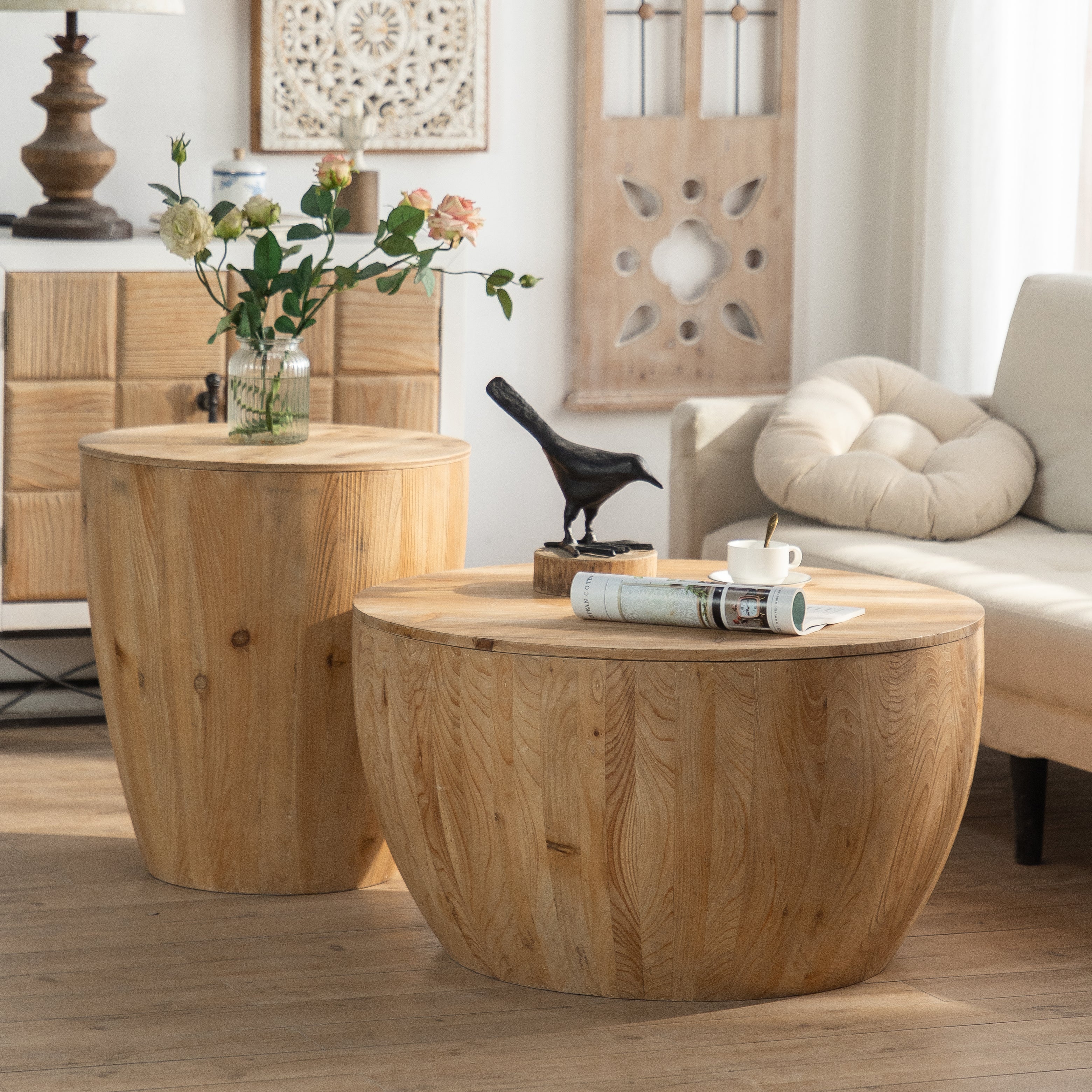 Bucket Shaped Drum Coffee Table Set