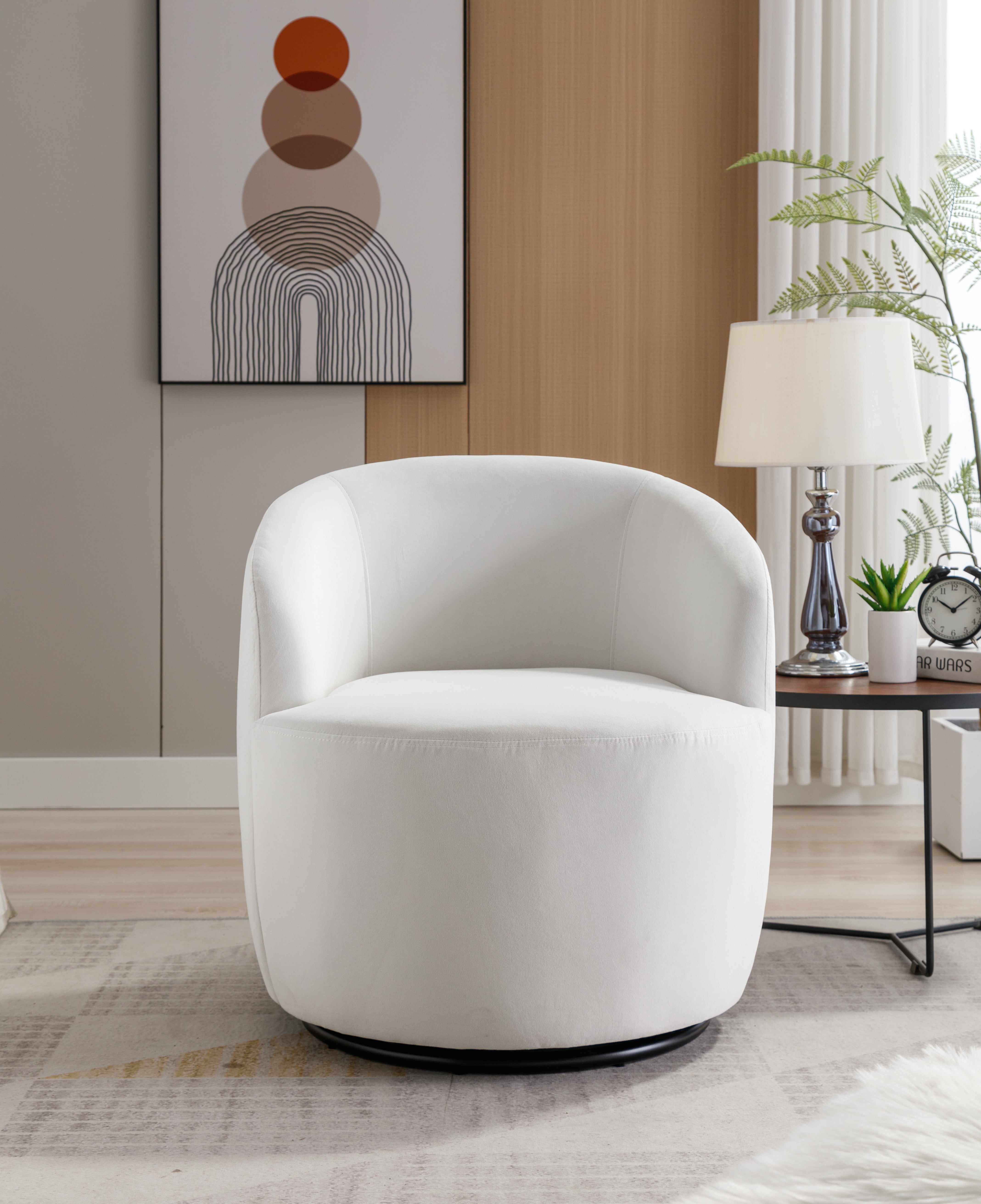 Swivel Barrel Accent Chair with Velvet Fabric