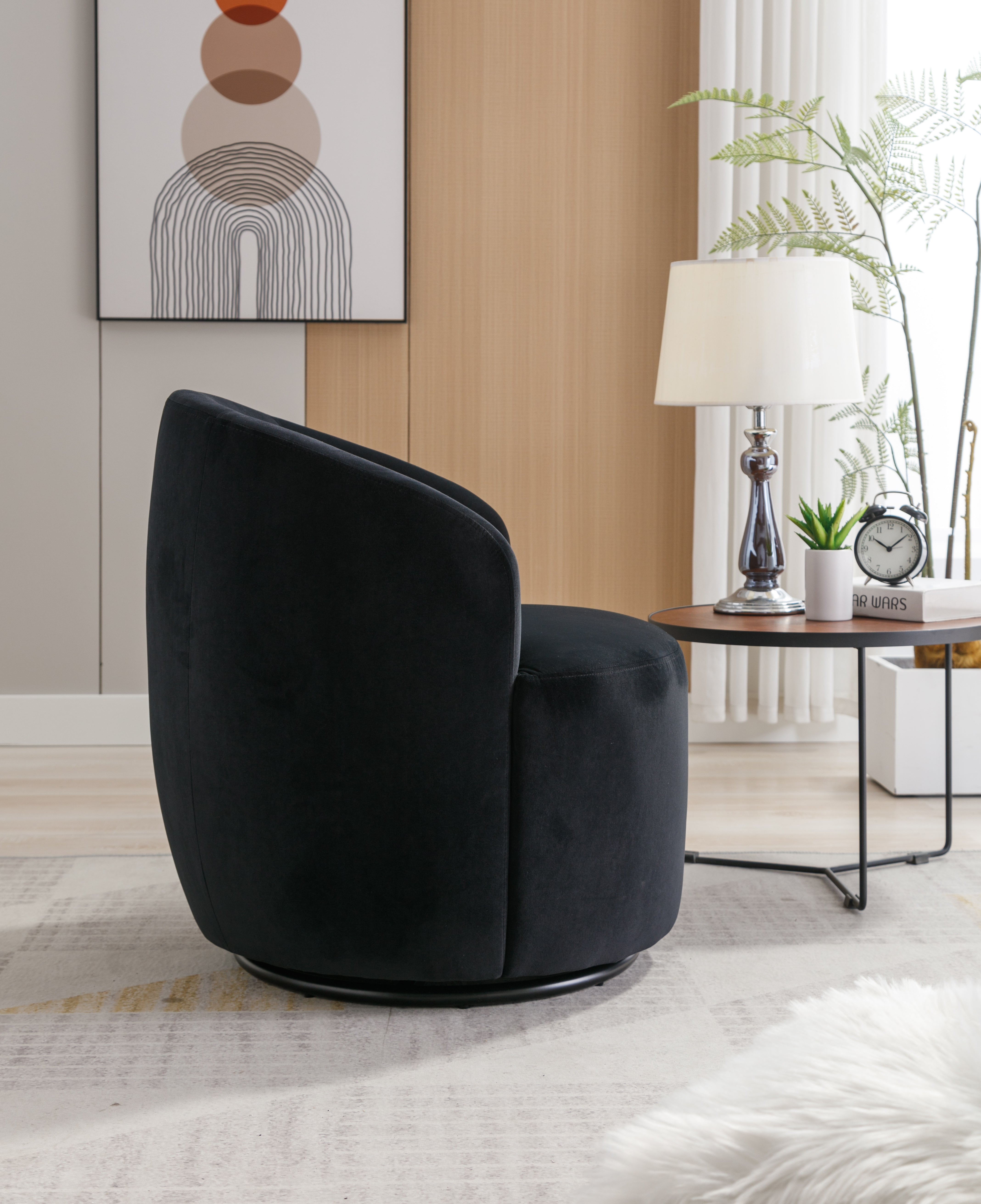 Swivel Barrel Accent Chair with Velvet Fabric