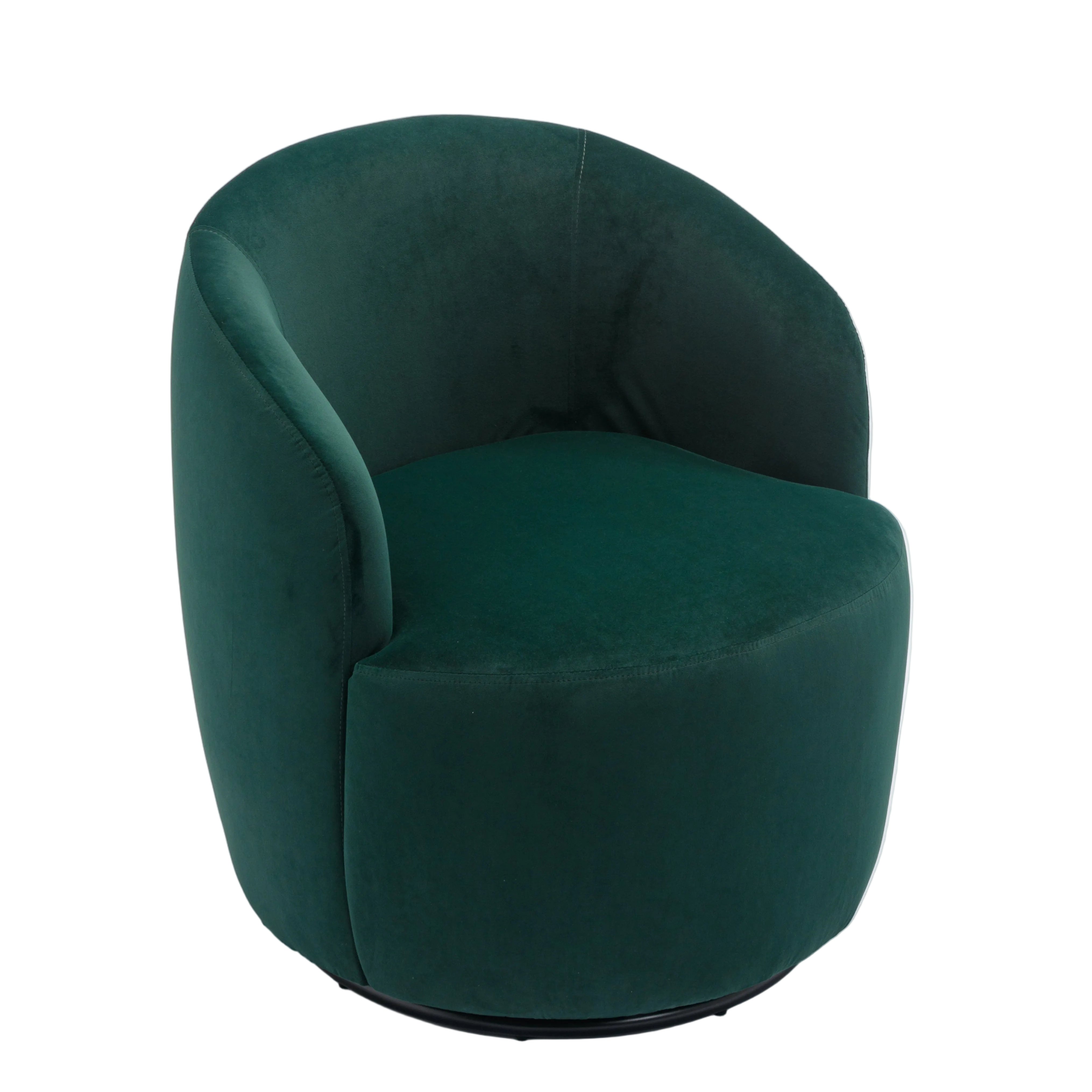 Swivel Barrel Accent Chair with Velvet Fabric