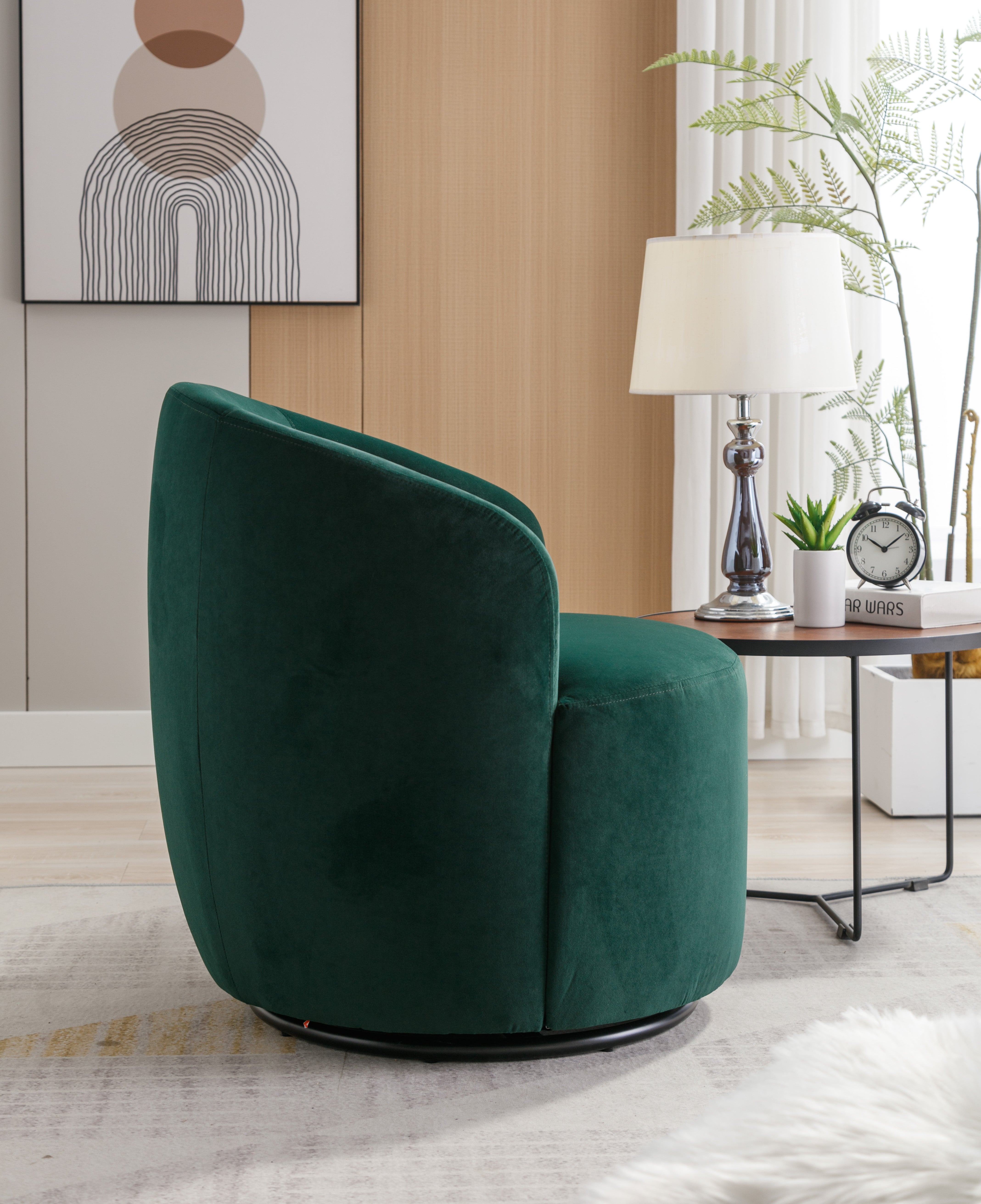 Swivel Barrel Accent Chair with Velvet Fabric
