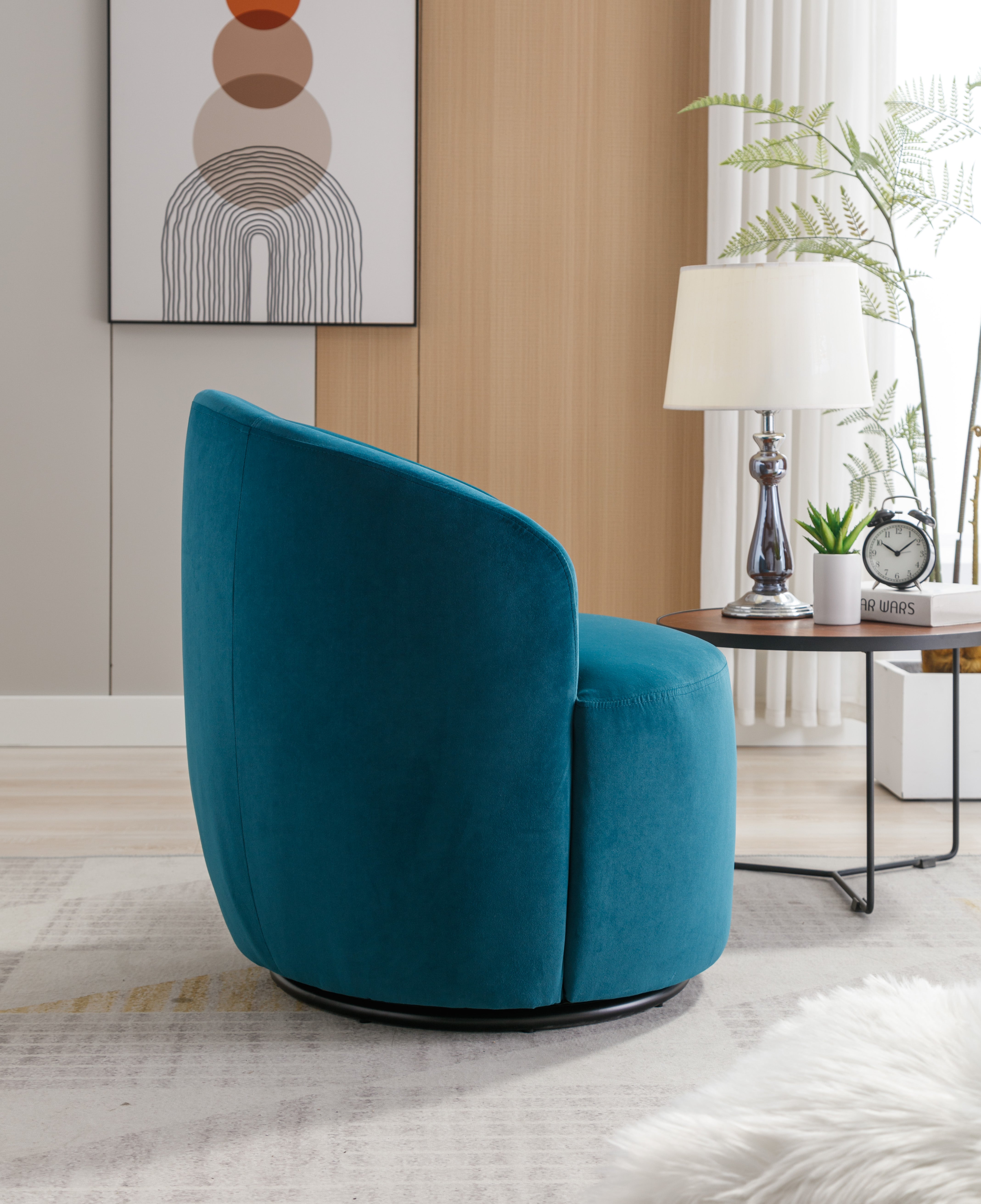 Swivel Barrel Accent Chair with Velvet Fabric