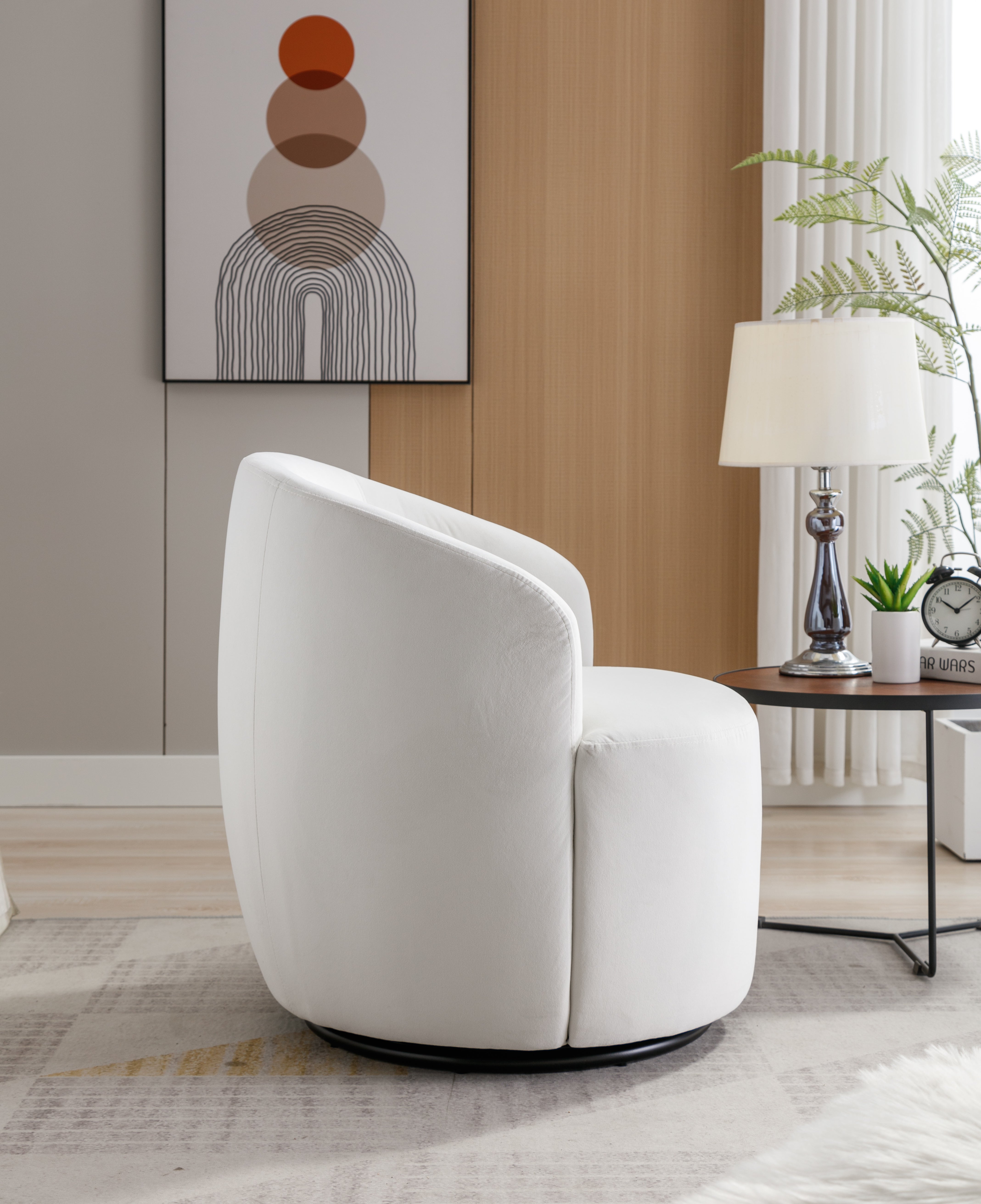 Swivel Barrel Accent Chair with Velvet Fabric