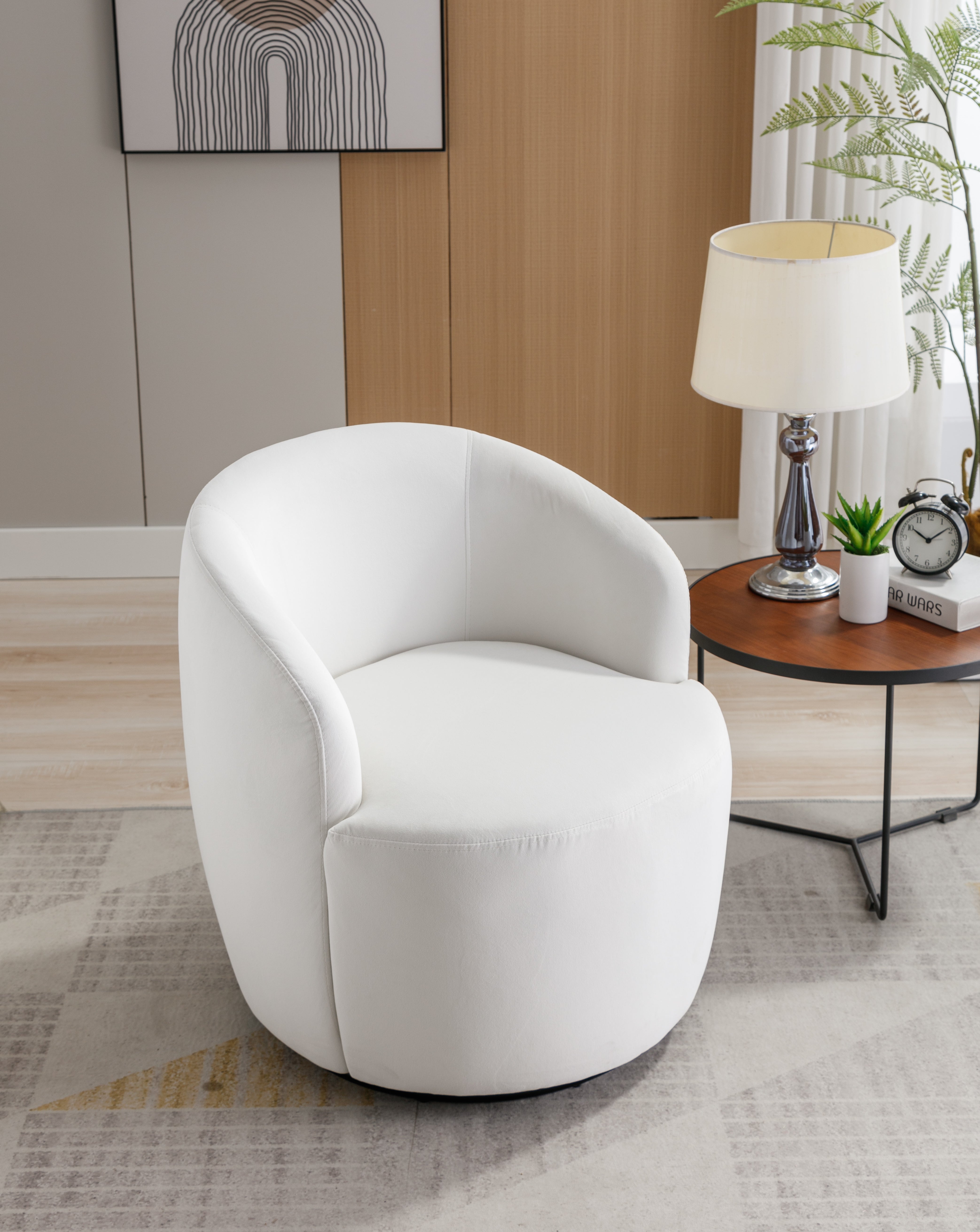Swivel Barrel Accent Chair with Velvet Fabric