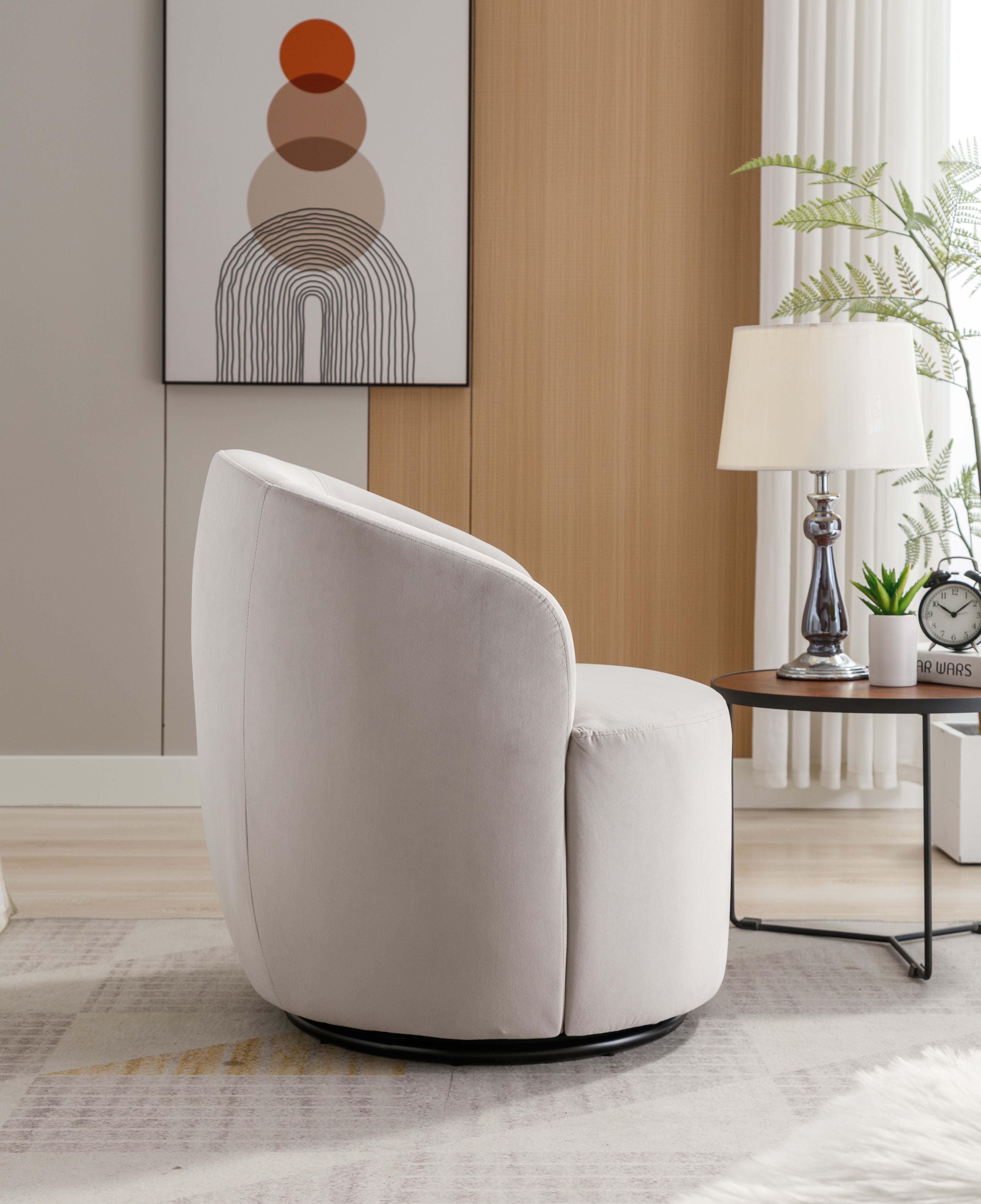 Swivel Barrel Accent Chair with Velvet Fabric