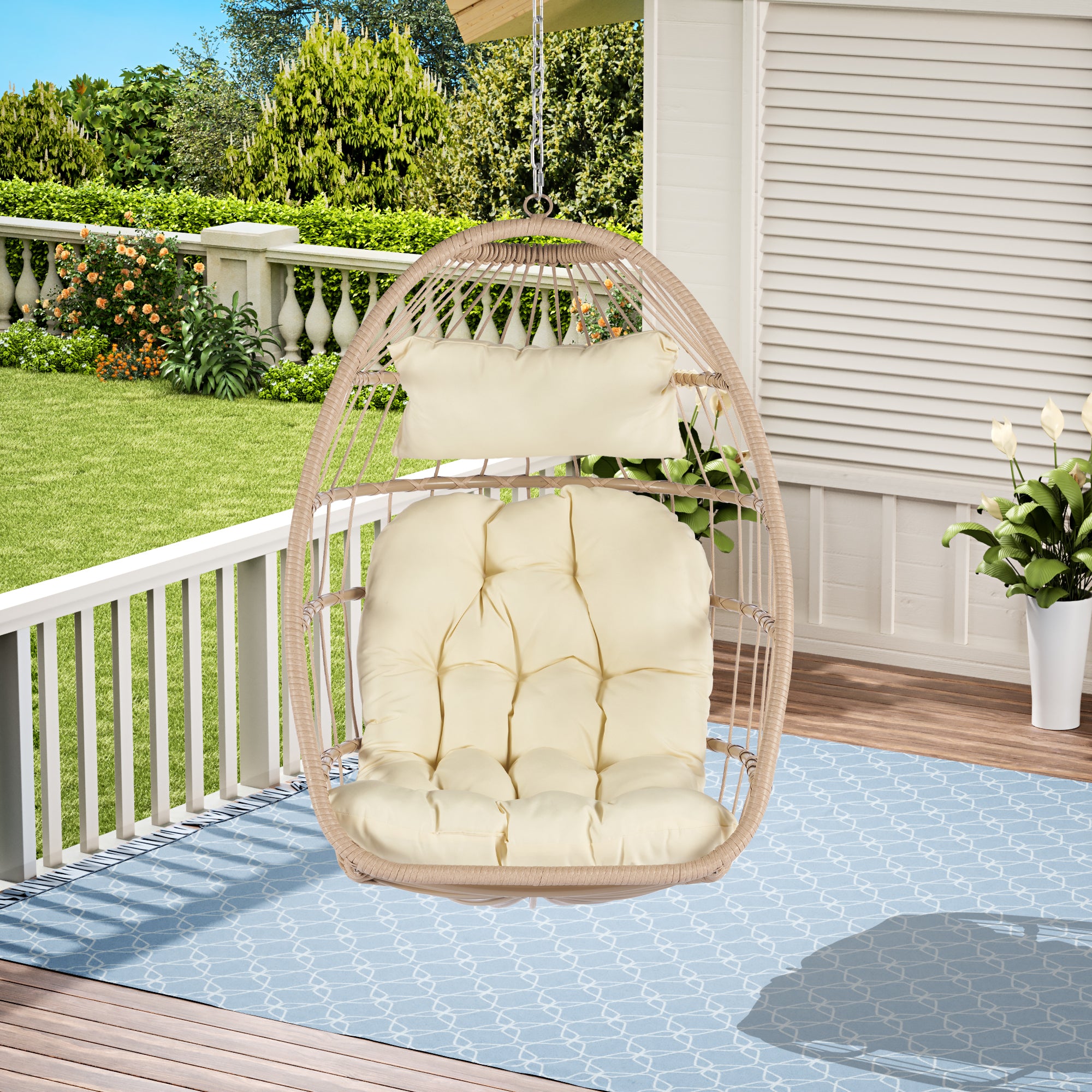 Foldable Rattan Outdoor Swing Chair