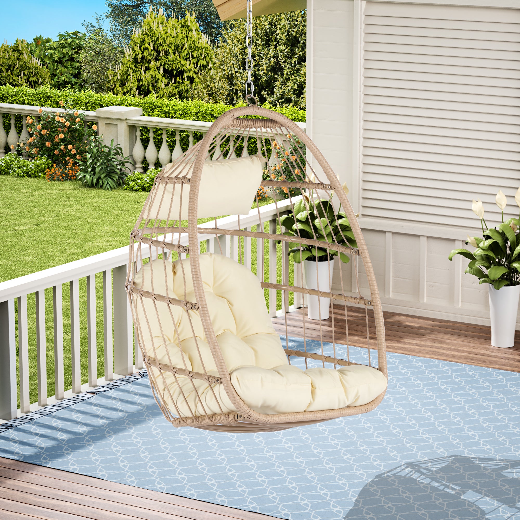 Foldable Rattan Outdoor Swing Chair