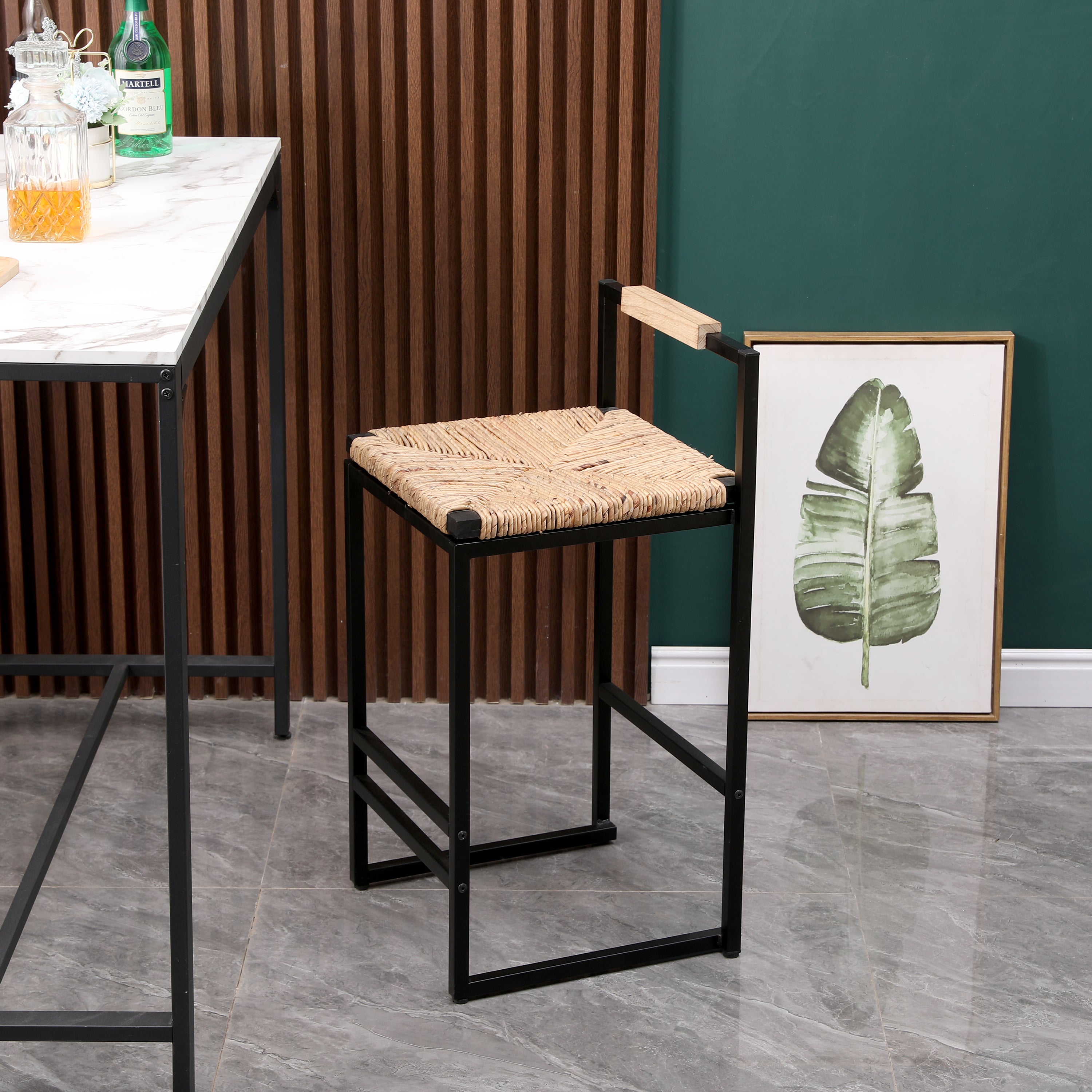 Water Hyacinth Woven Counter Stools, Set of 2