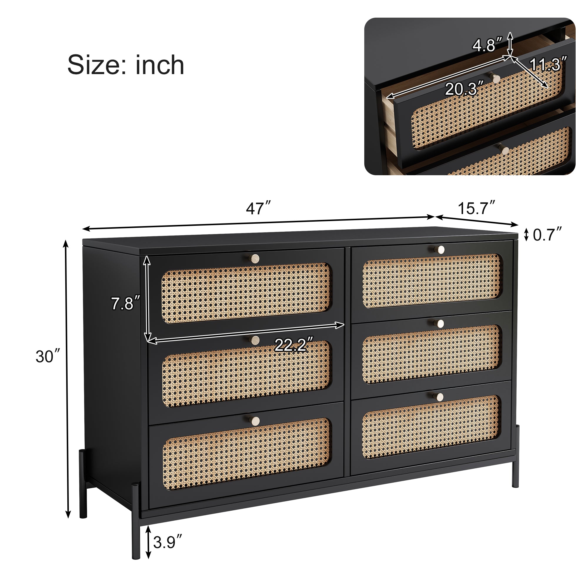 Modern Cannage Rattan Storage Cabinet