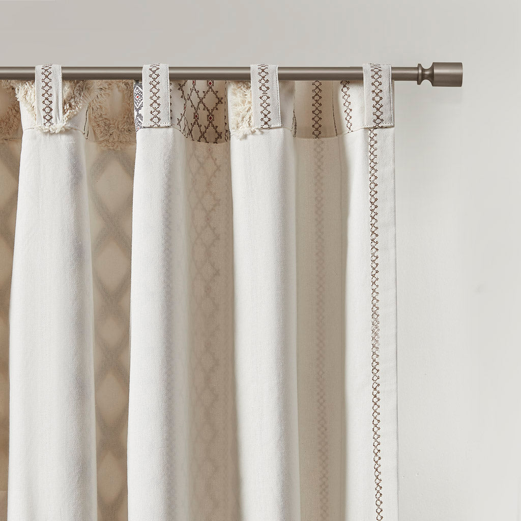 Cotton Printed Chenille Stripe Lined Curtain Panel