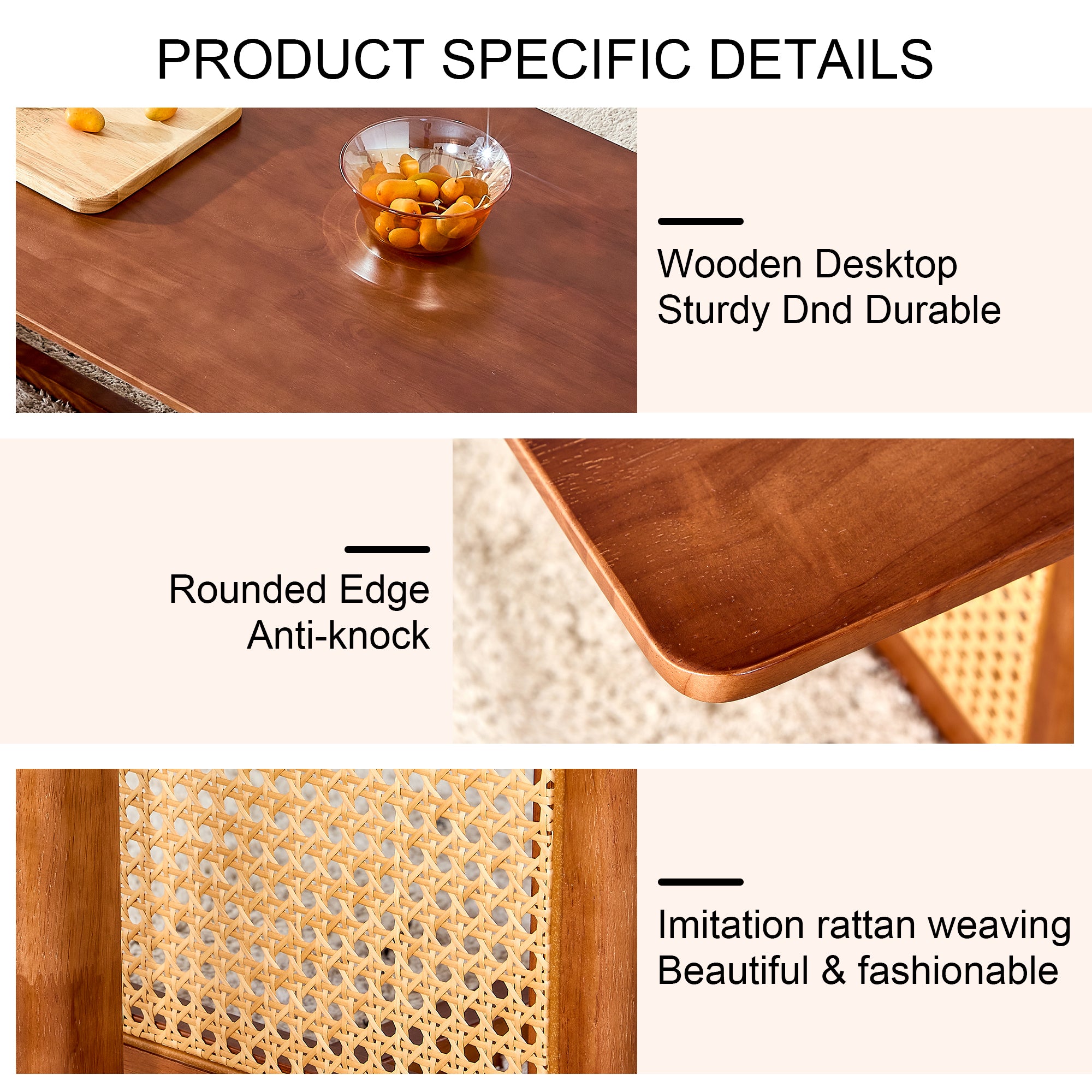 Rattan Solid Wood Coffee Table