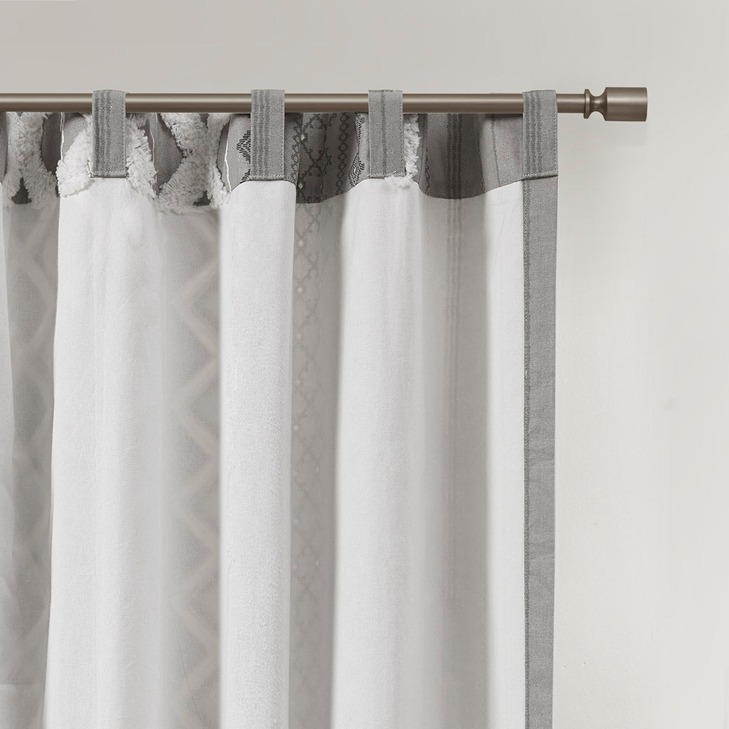 Cotton Printed Chenille Stripe Lined Curtain Panel