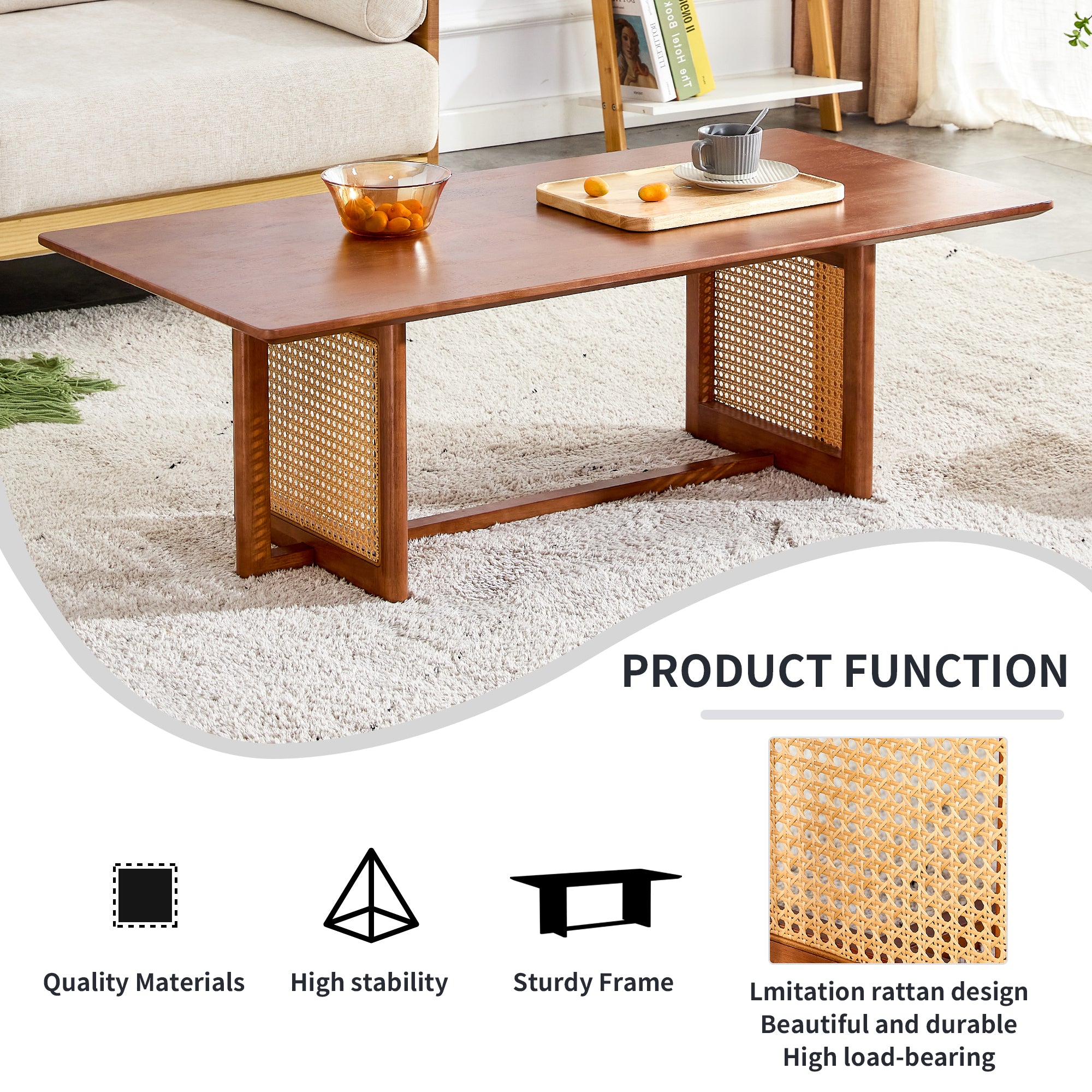 Rattan Solid Wood Coffee Table