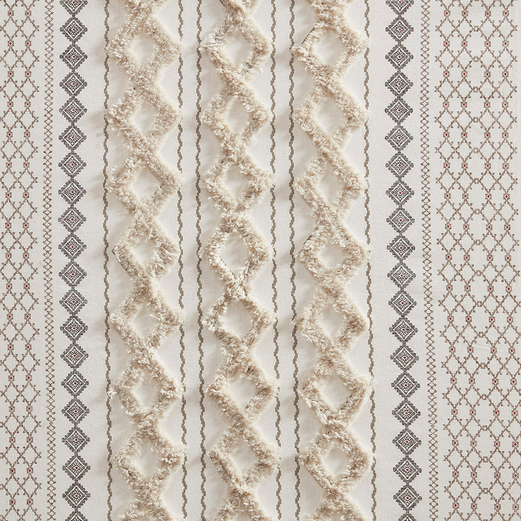 Cotton Printed Chenille Stripe Lined Curtain Panel