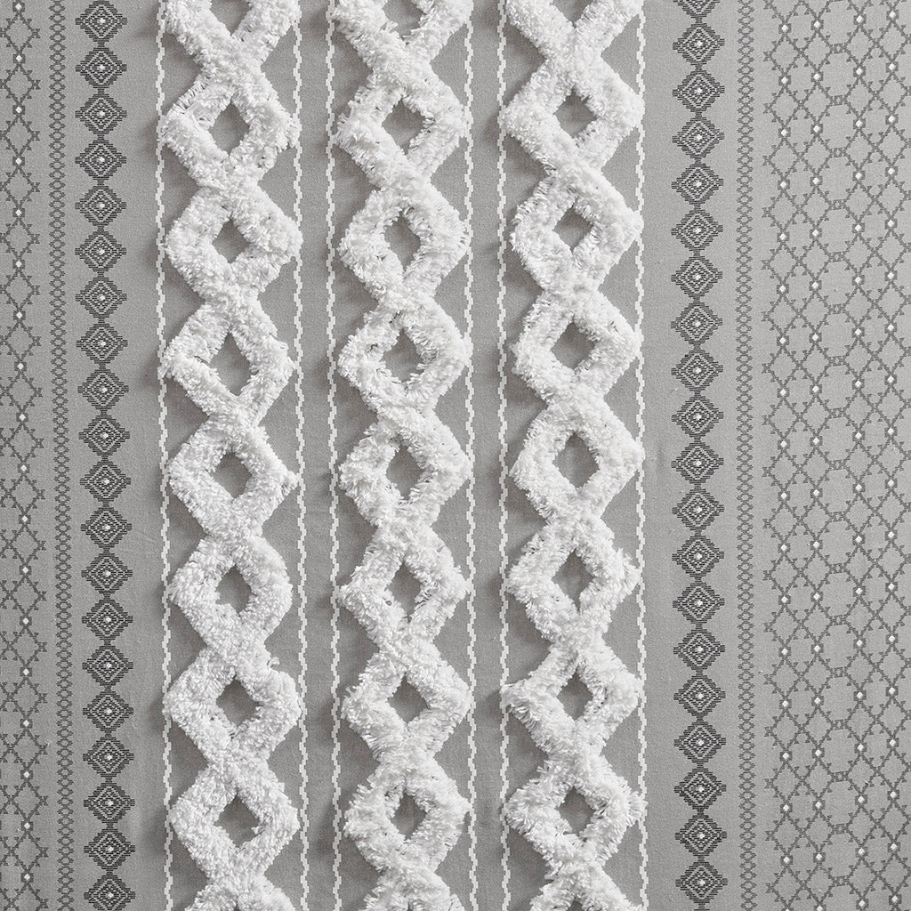 Cotton Printed Chenille Stripe Lined Curtain Panel