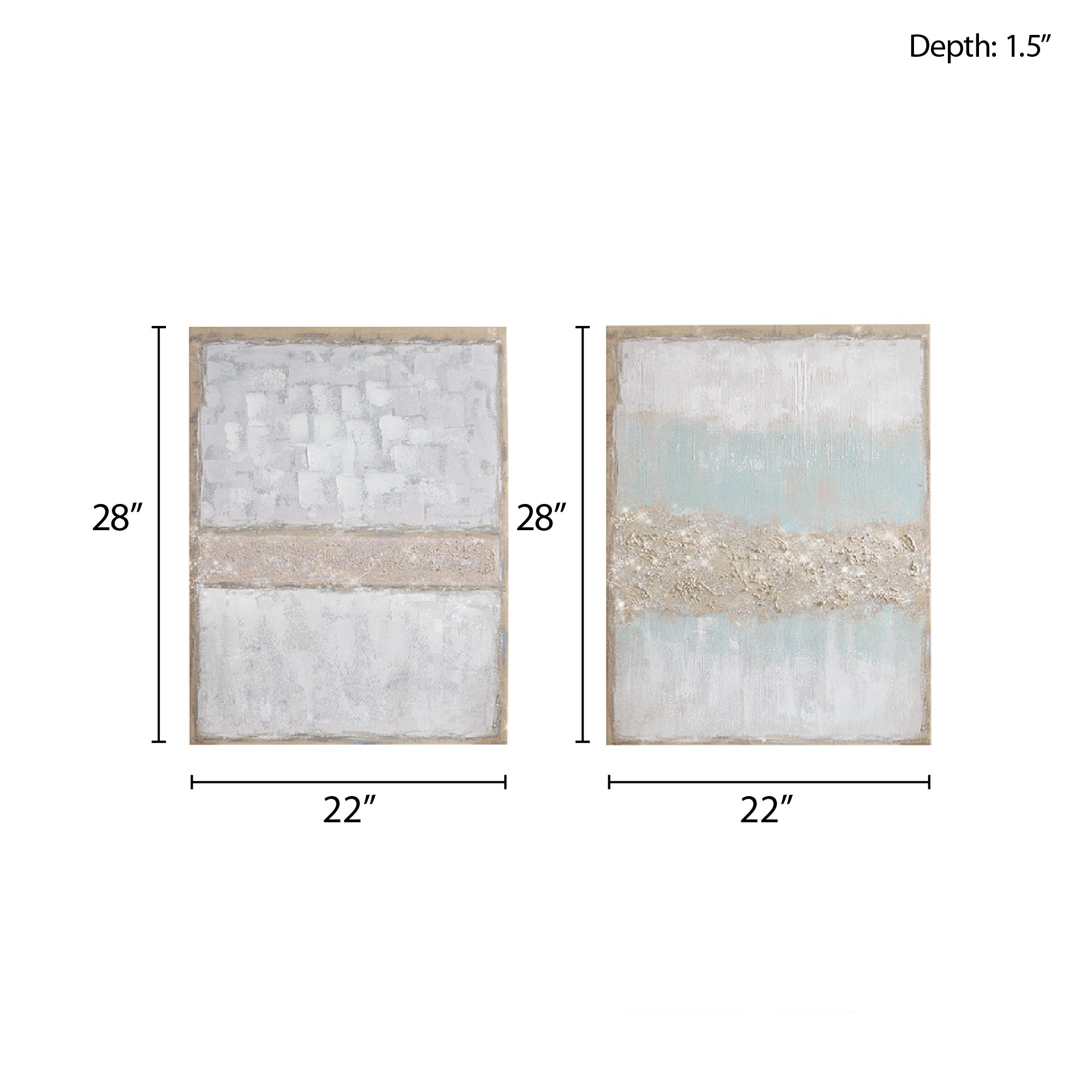 Hand Embellished Glitter 2-piece Canvas Wall Art Set