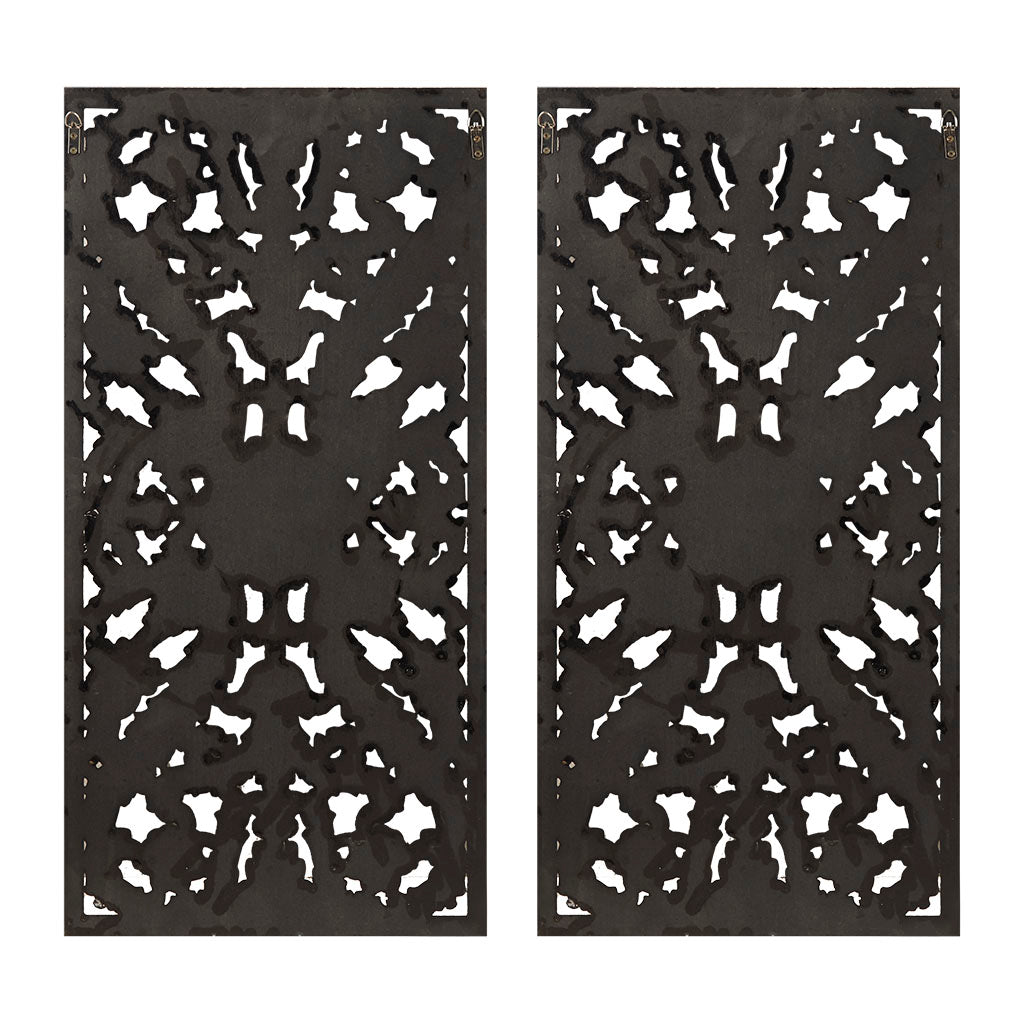 Distressed Carved Wood 2-piece Wall Decor Set
