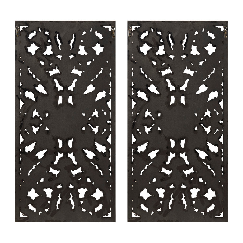 Distressed Carved Wood 2-piece Wall Decor Set