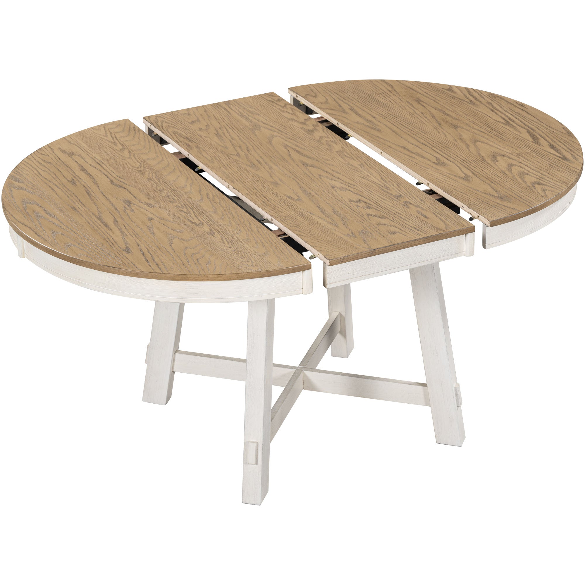 Gia Farmhouse Round Extendable Dining Table with 16" Leaf