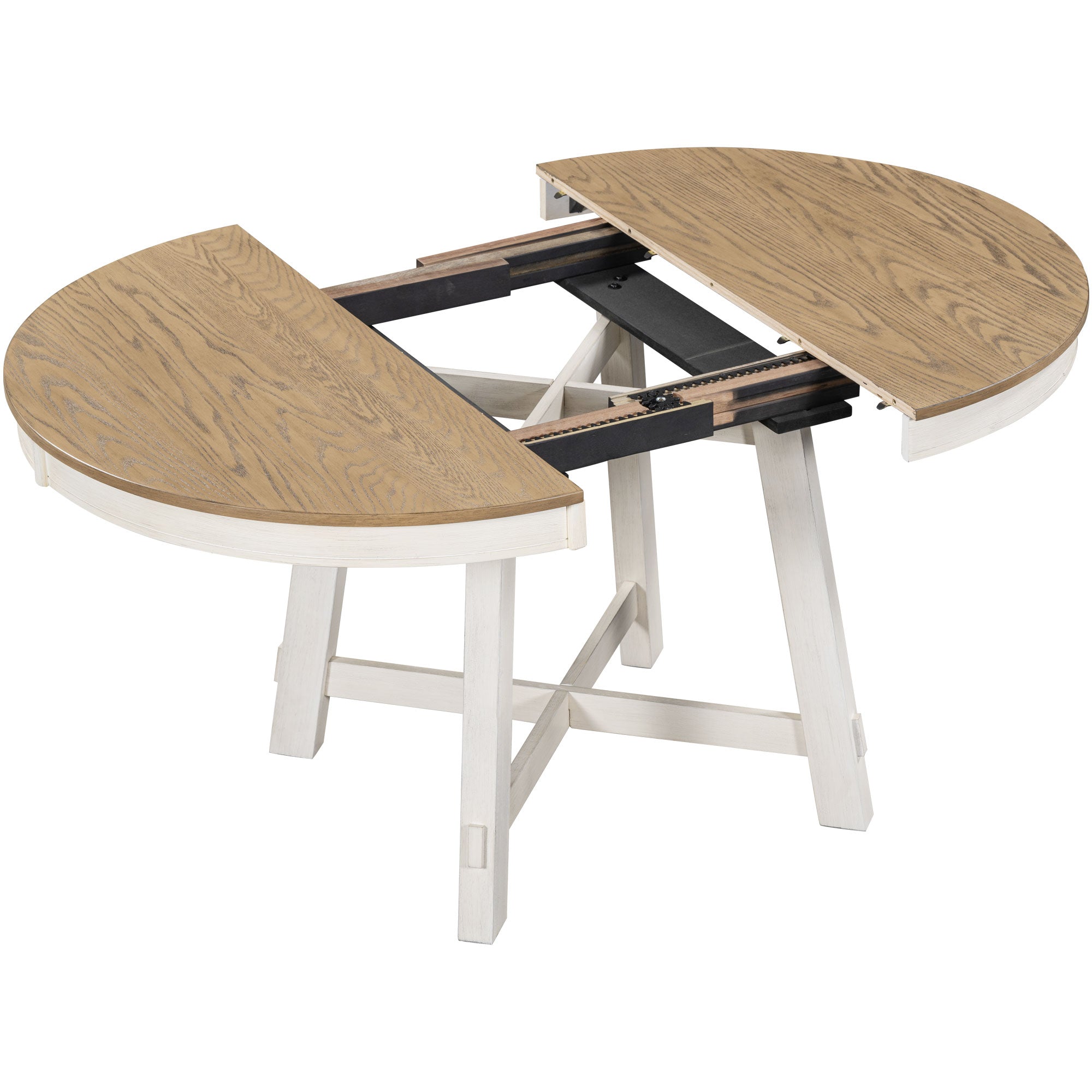 Gia Farmhouse Round Extendable Dining Table with 16" Leaf