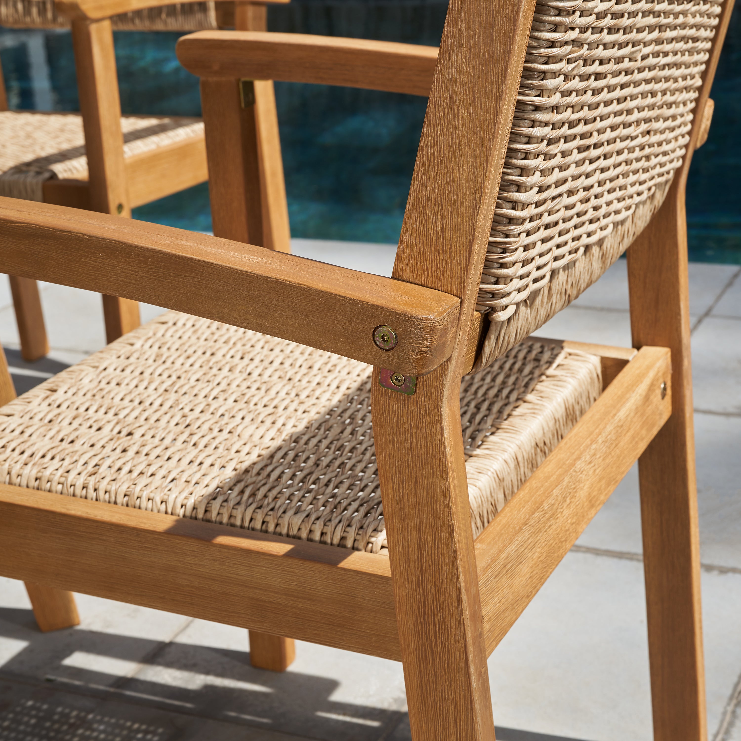 Mauricio Honey Wood Outdoor Dining Chairs, Set of 2